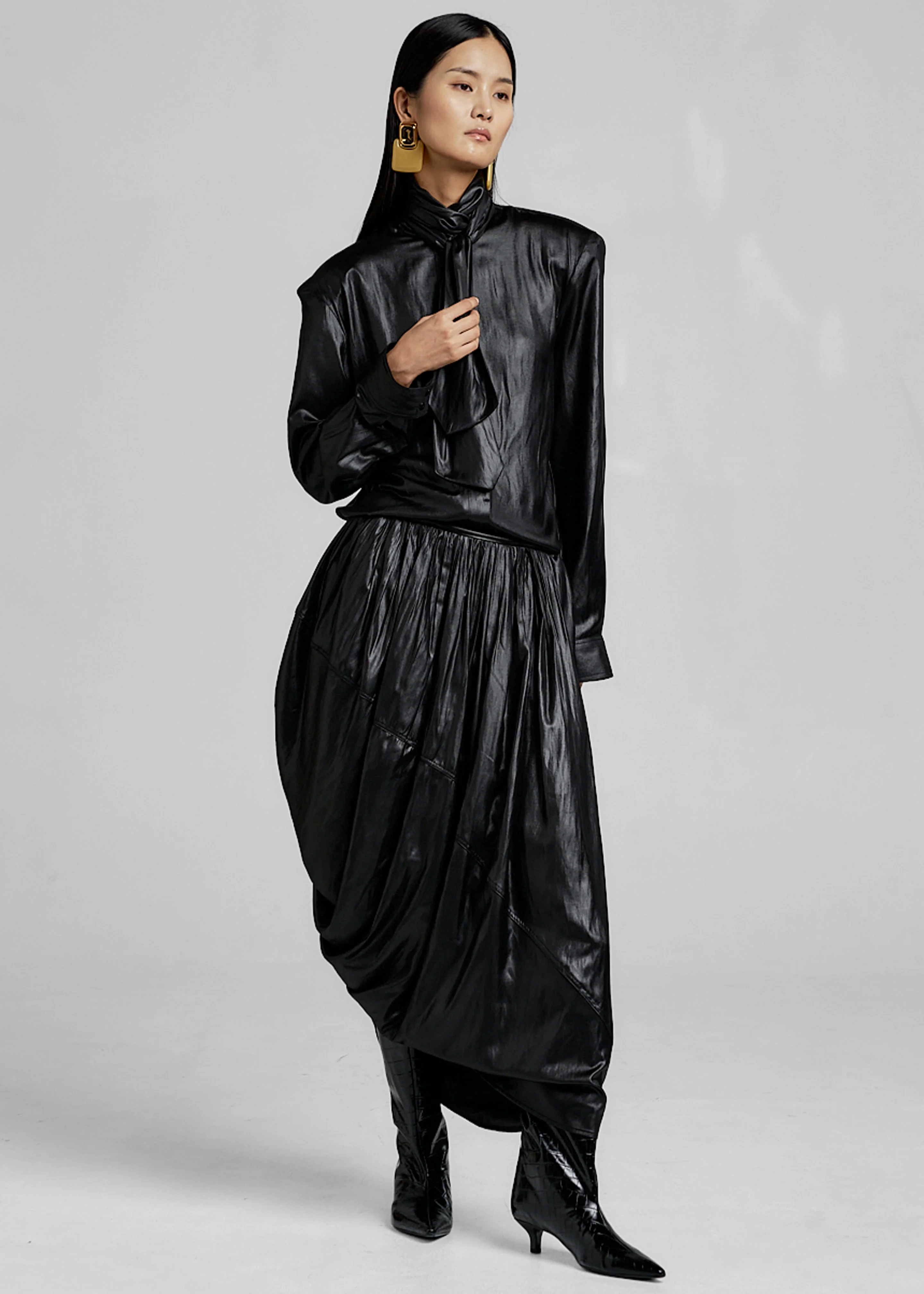 Mabillon Corded Draped Skirt - Black - Image 6