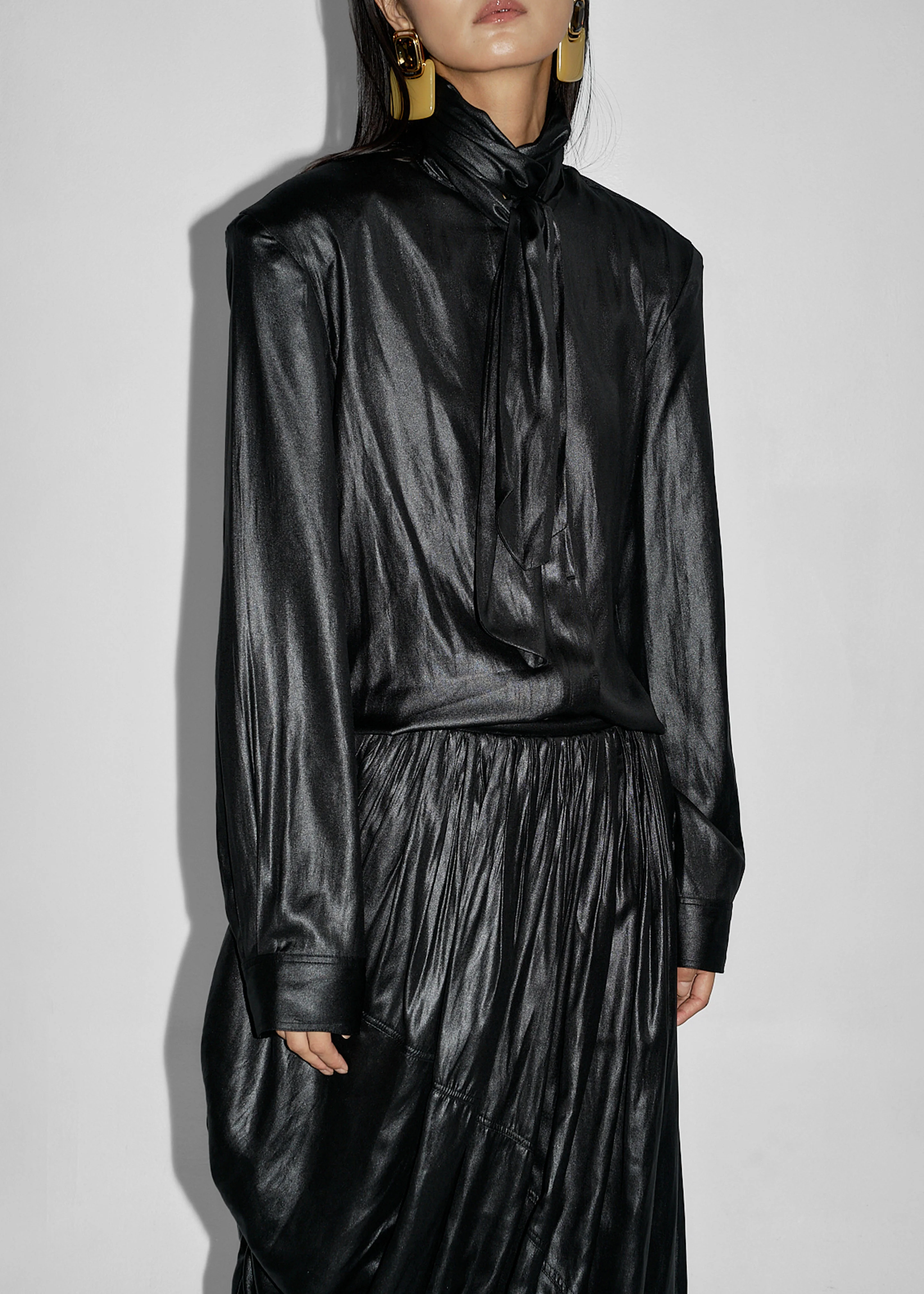 Mabillon Padded Lavalliere Blouse - Black - Image 4