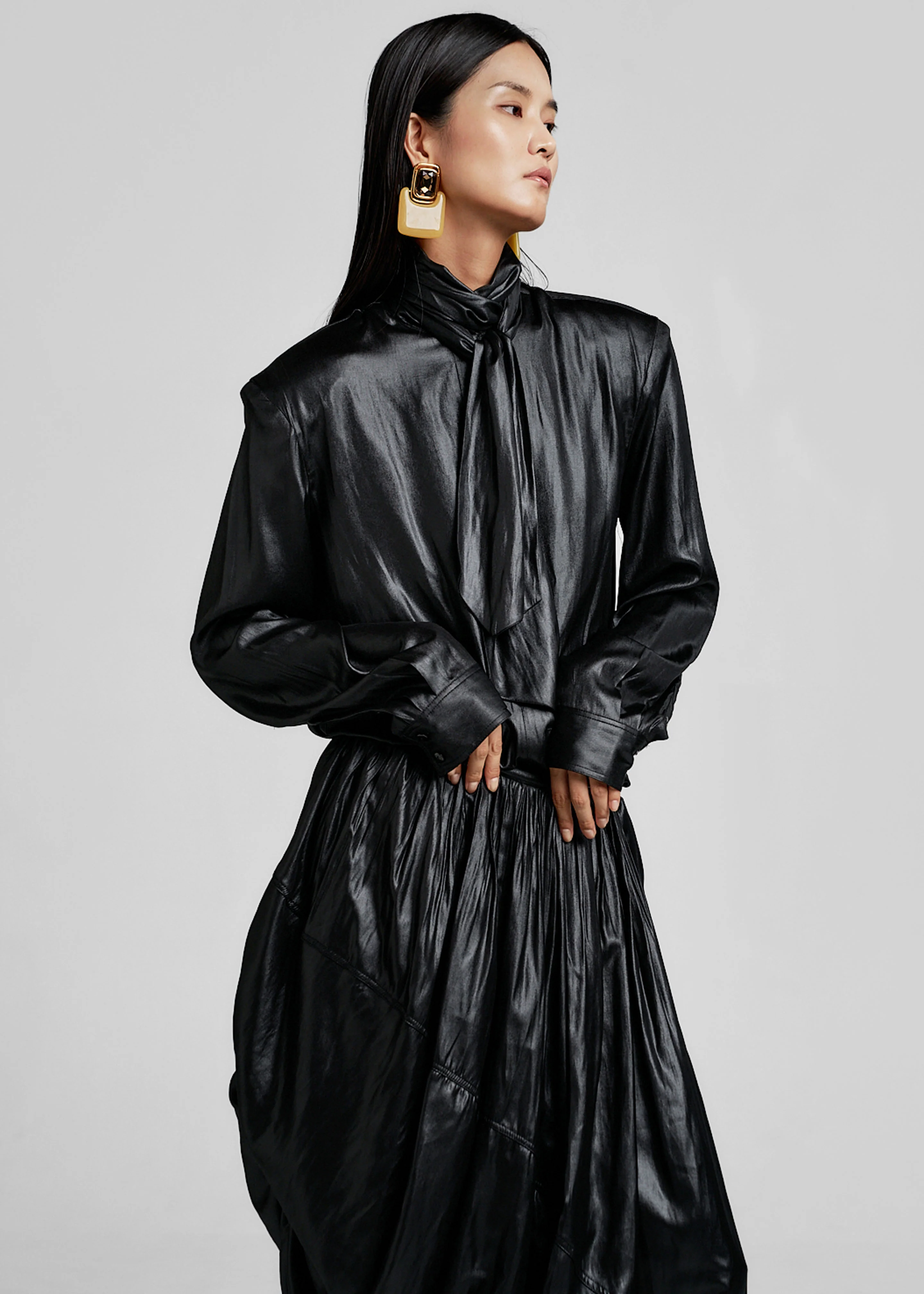 Mabillon Padded Lavalliere Blouse - Black - Image 5