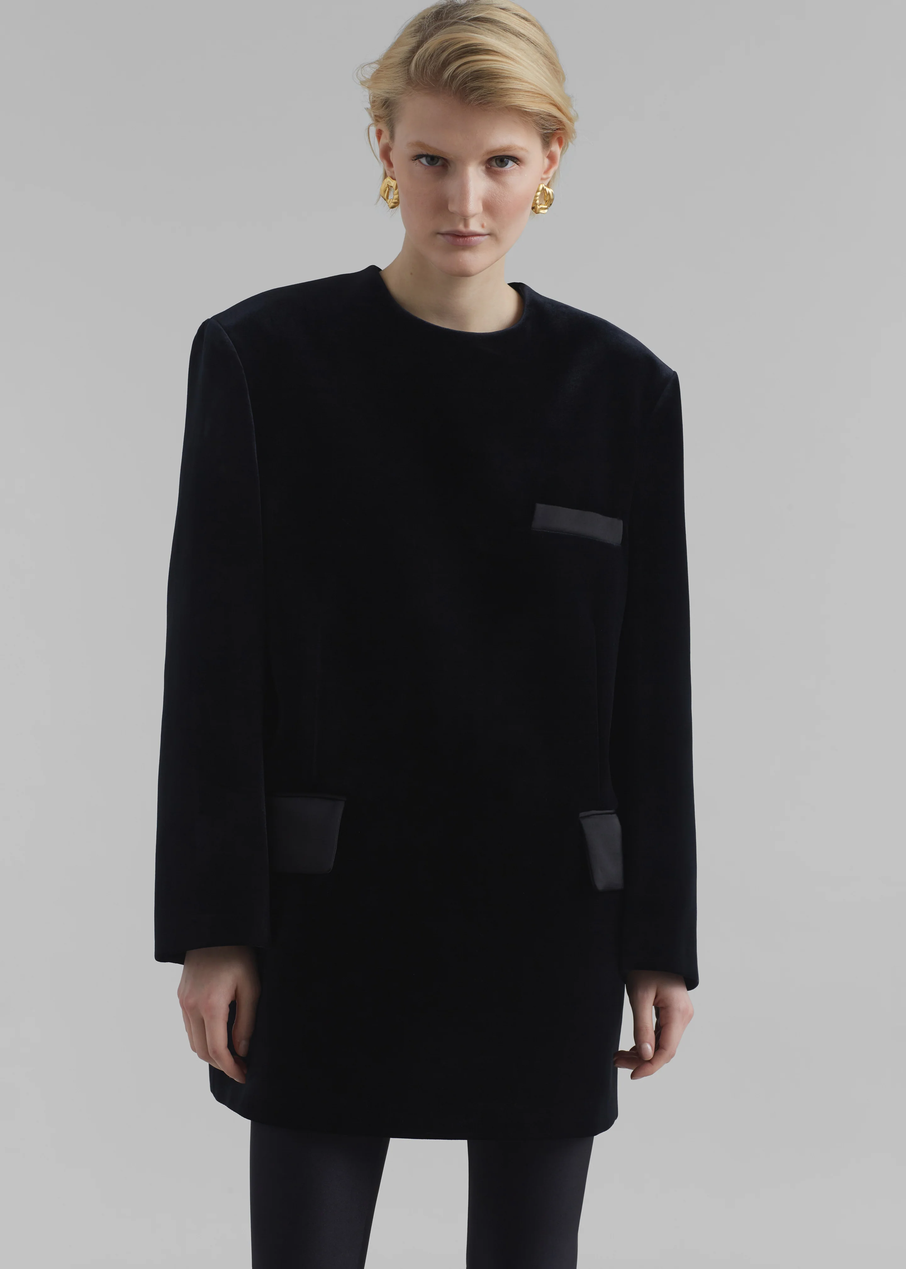 Madison Mini Velvet Dress - Black - Image 7