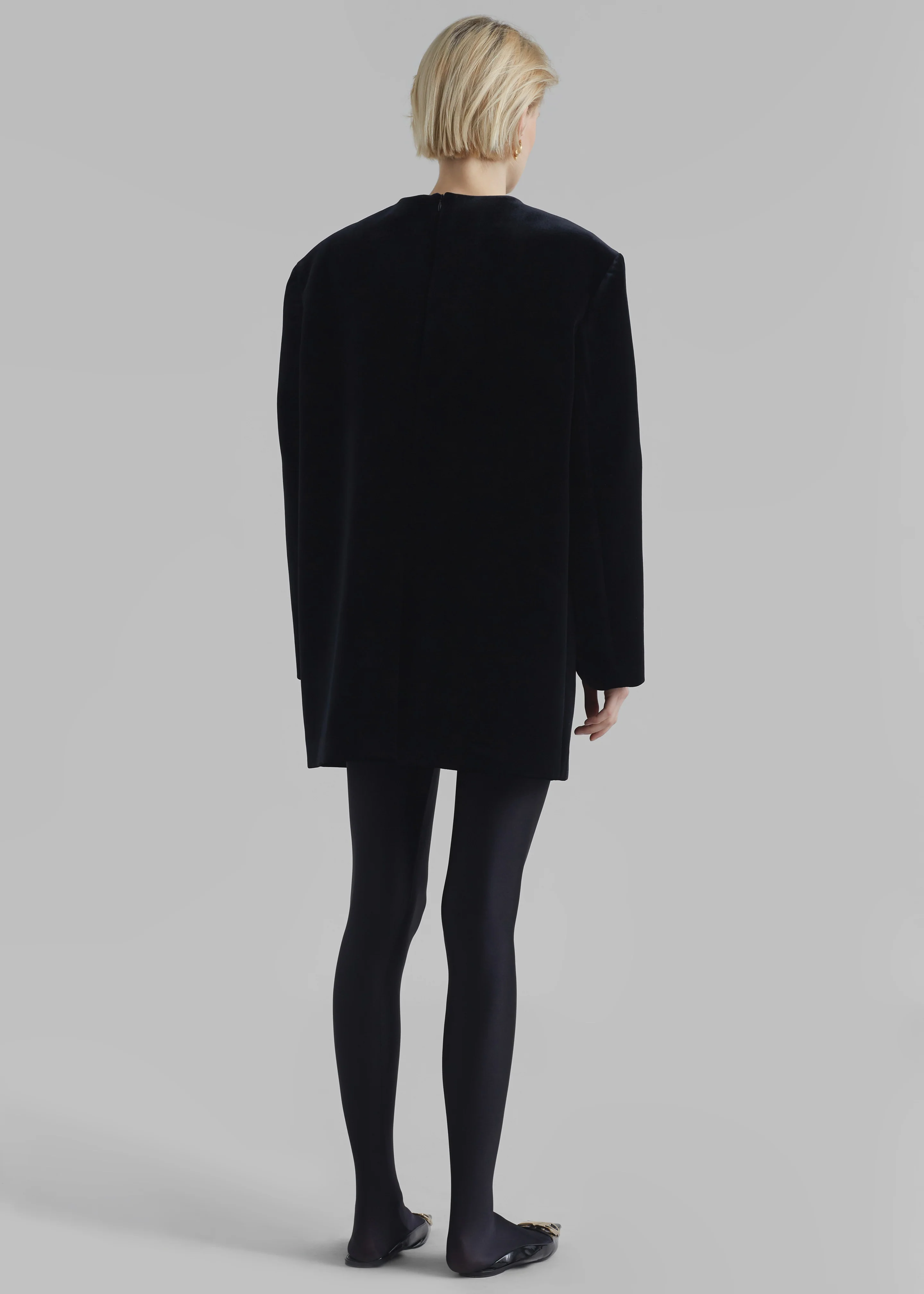 Madison Mini Velvet Dress - Black - Image 8