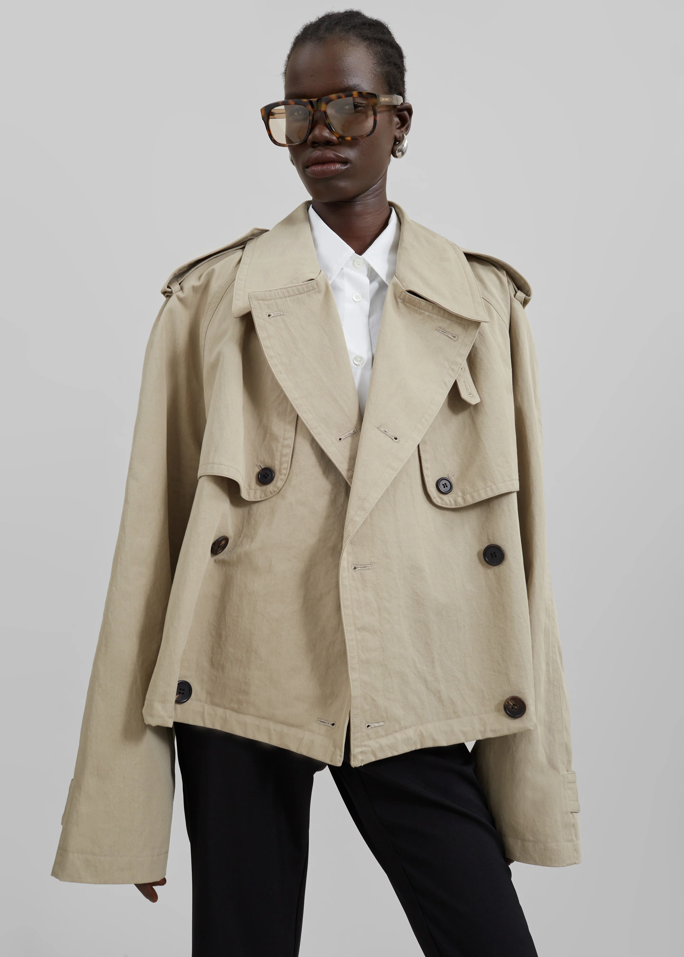 Mads Cropped Trench - Beige - Image 12