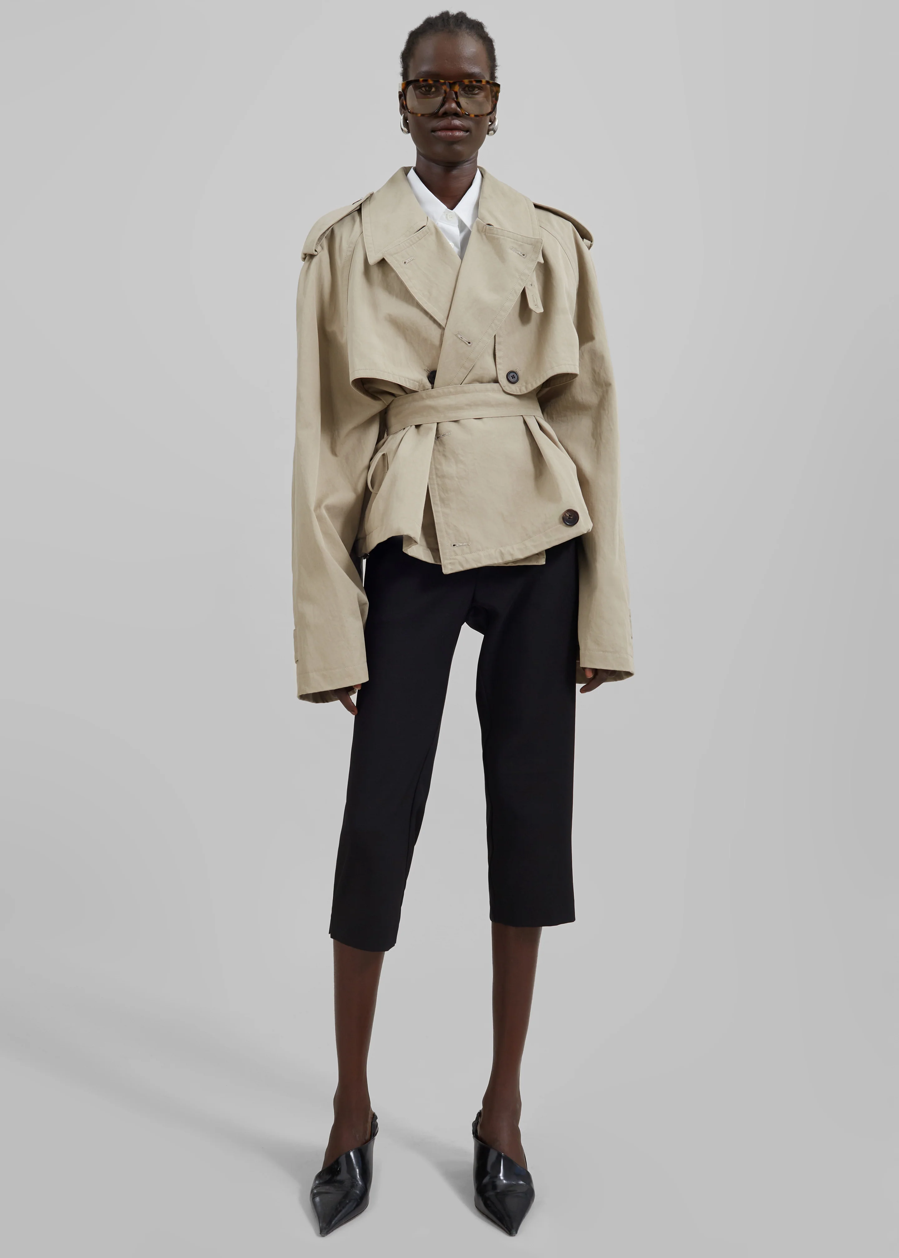 Mads Cropped Trench - Beige - Image 5