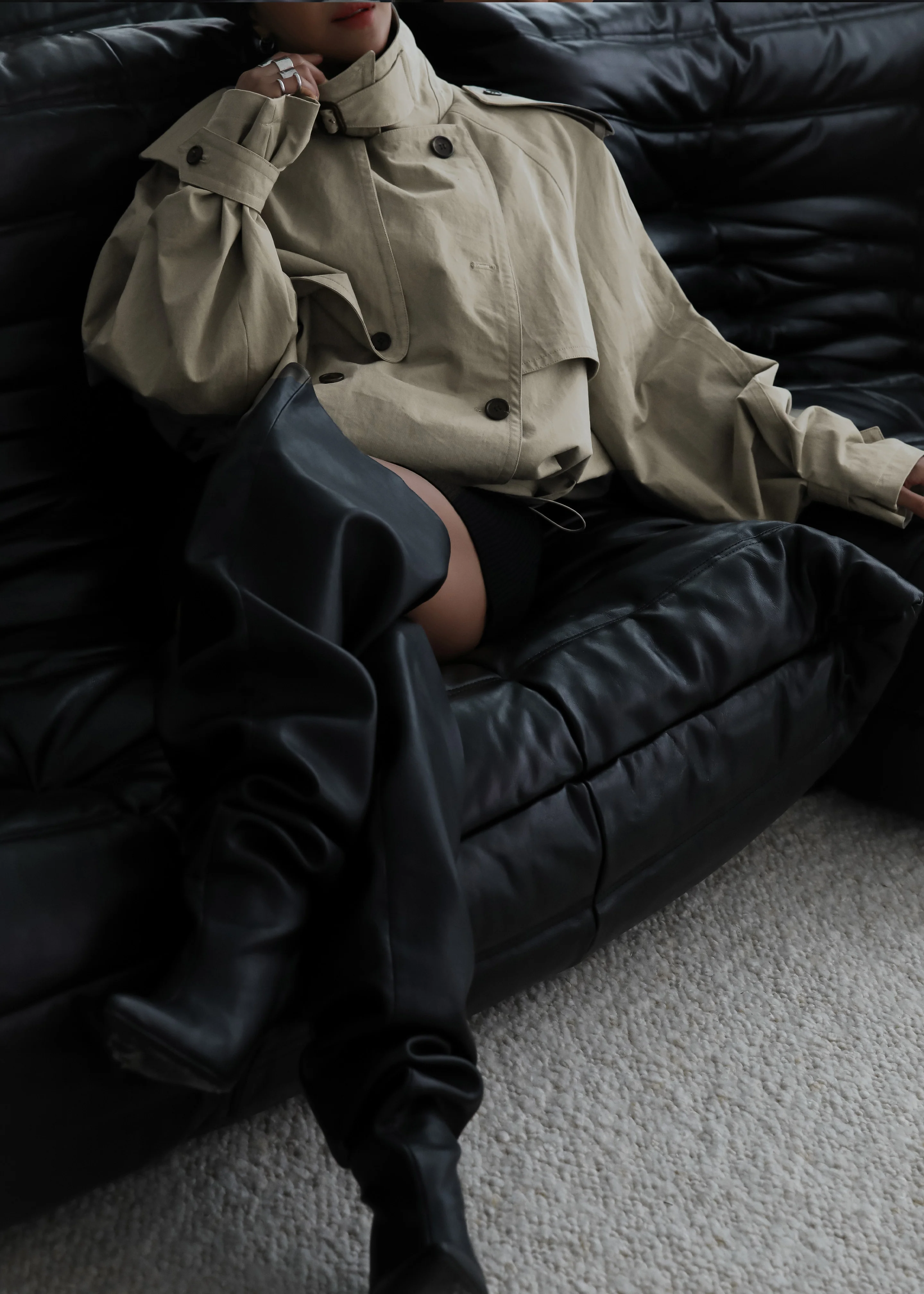 Mads Cropped Trench - Beige - Image 8