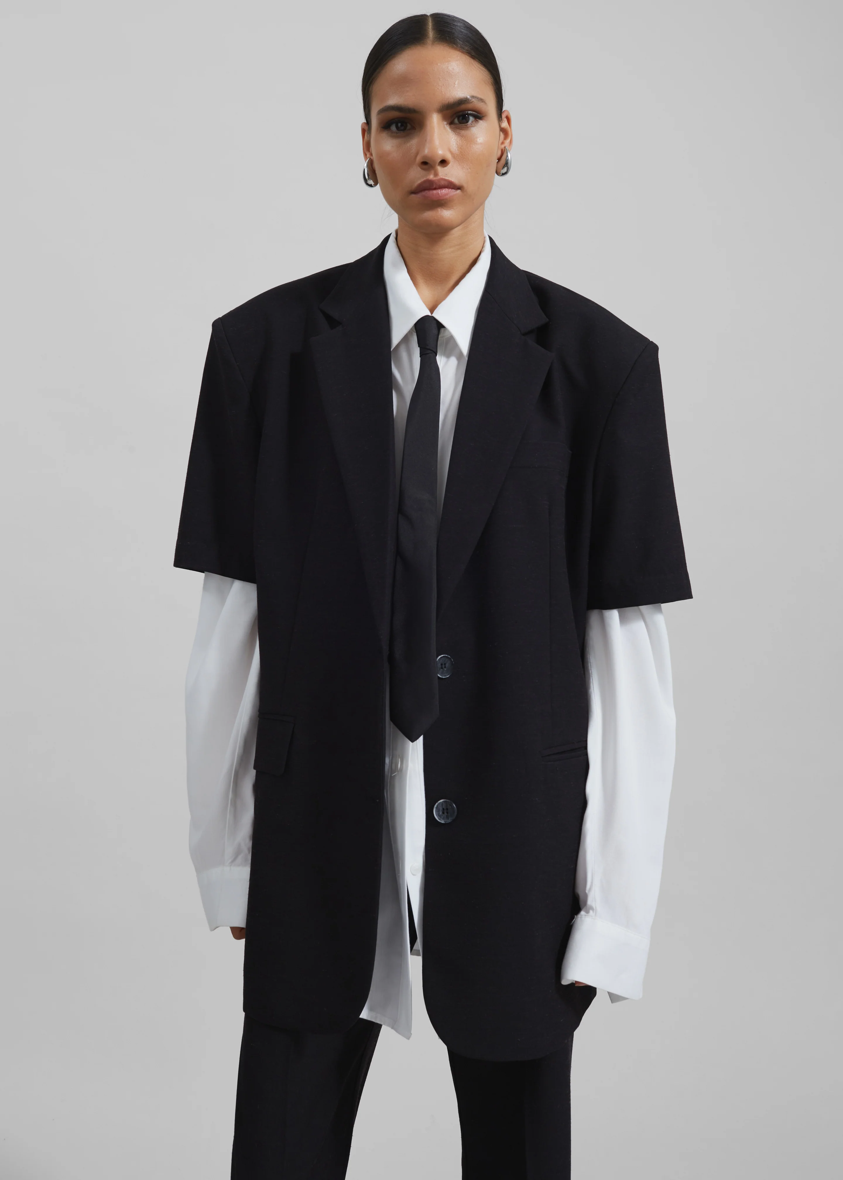Maisie Short Sleeve Blazer - Black - Image 10