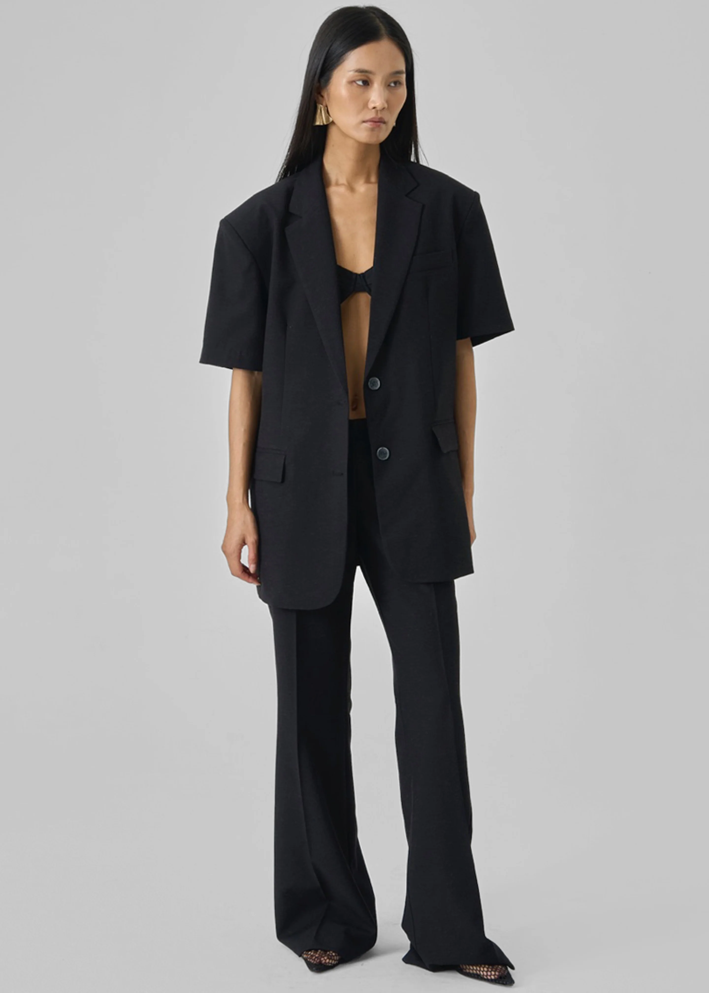 Maisie Short Sleeve Blazer - Black - Image 5