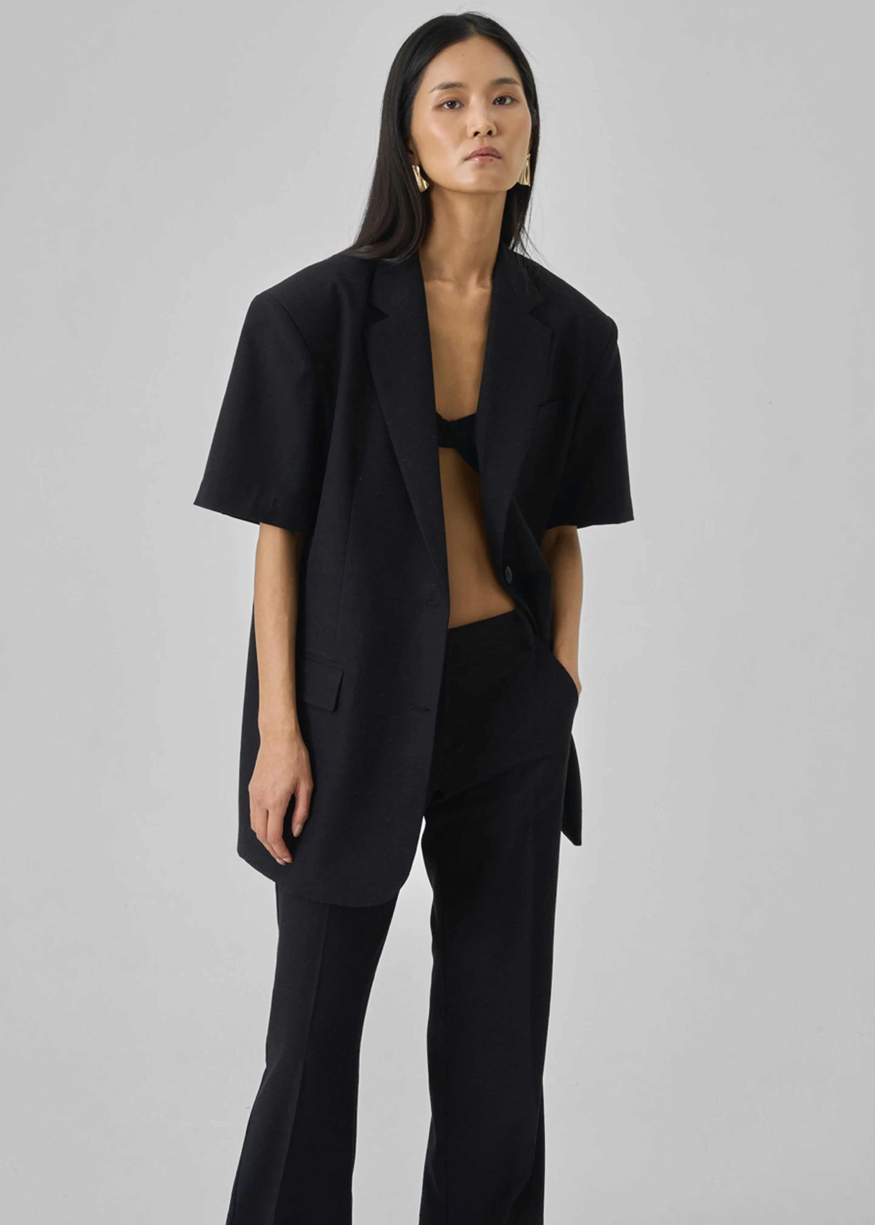 Maisie Short Sleeve Blazer - Black - Image 8