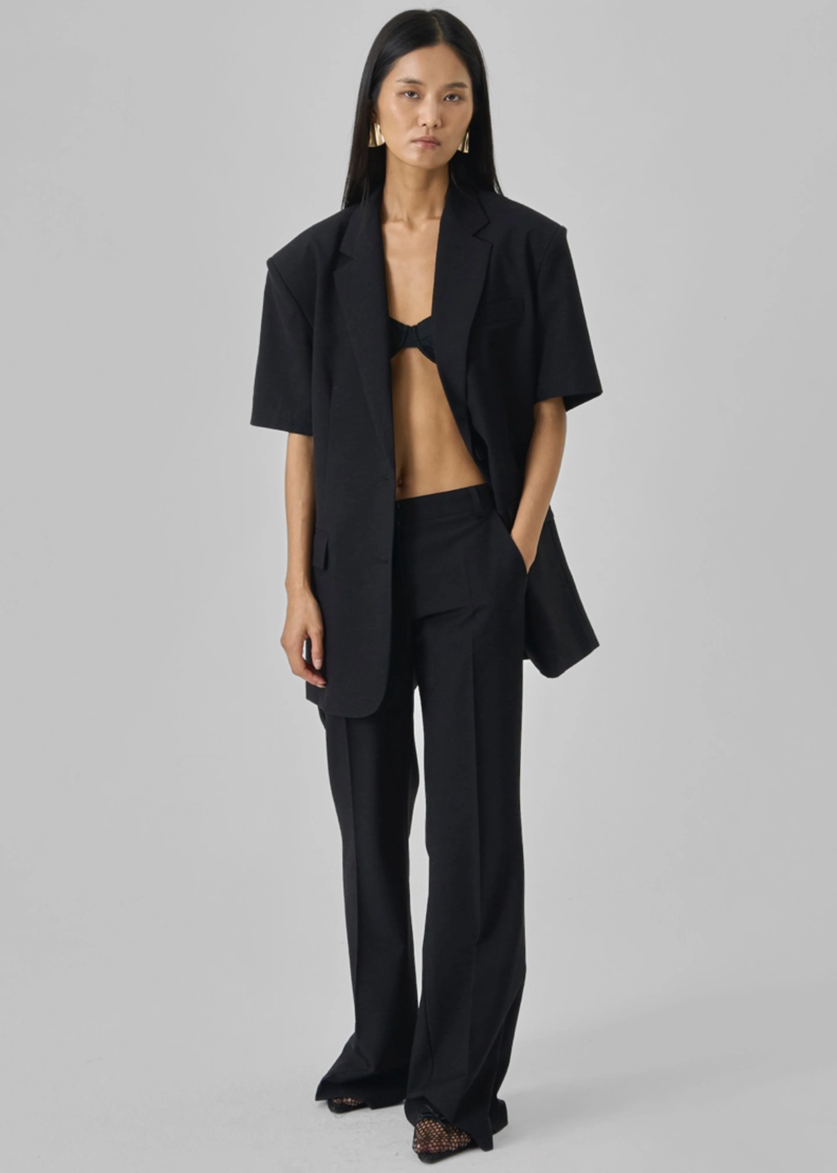 Maisie Short Sleeve Blazer - Black - Image 9