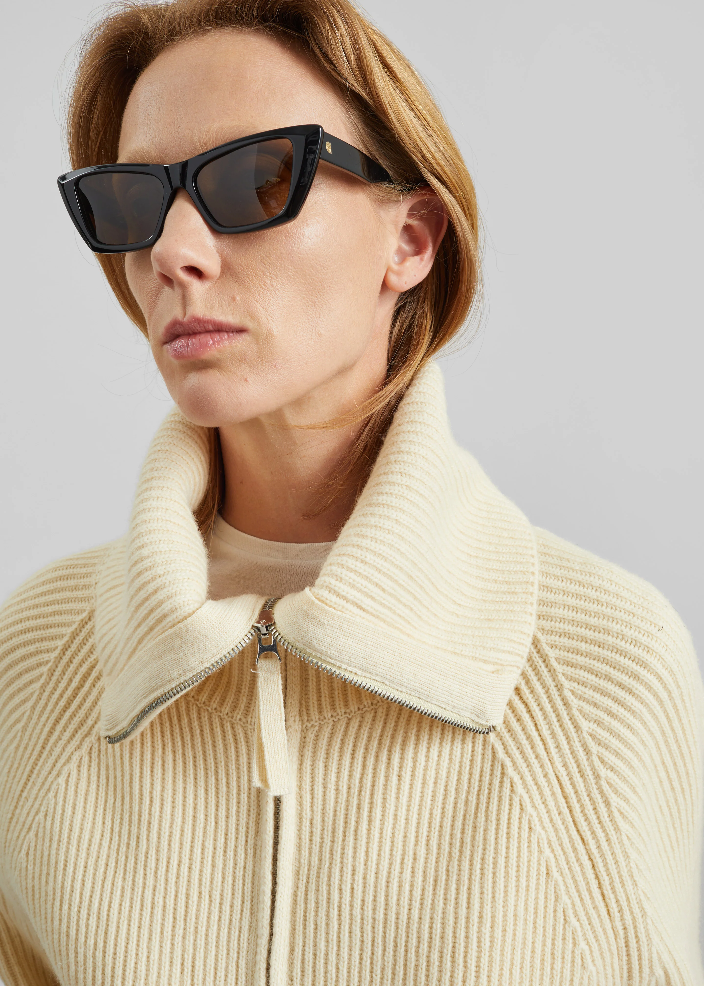 Malabry Knit Zip-Up Cardigan - Pale Yellow - Image 4