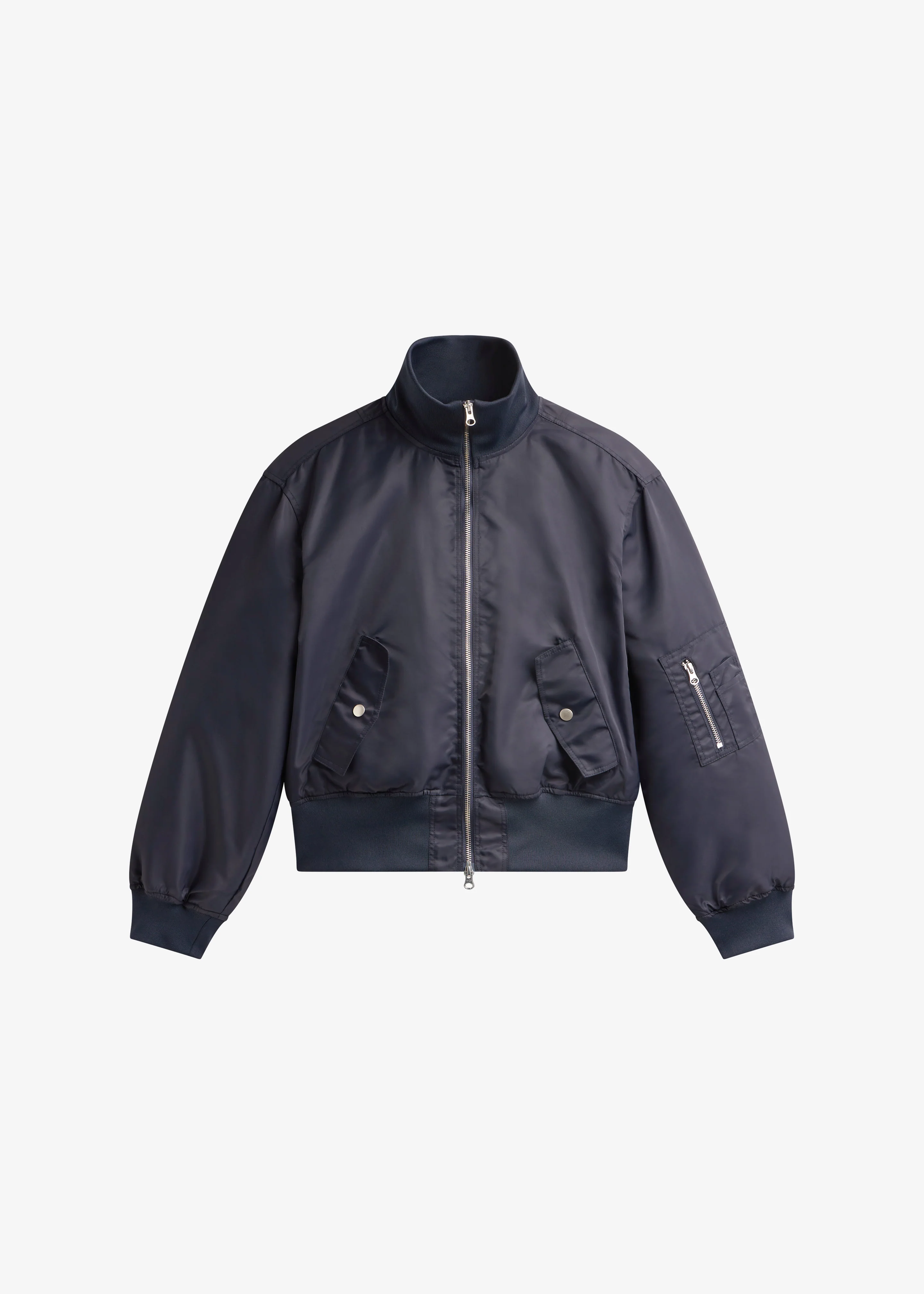 Maloy Cropped Bomber Jacket - Navy - Image 9