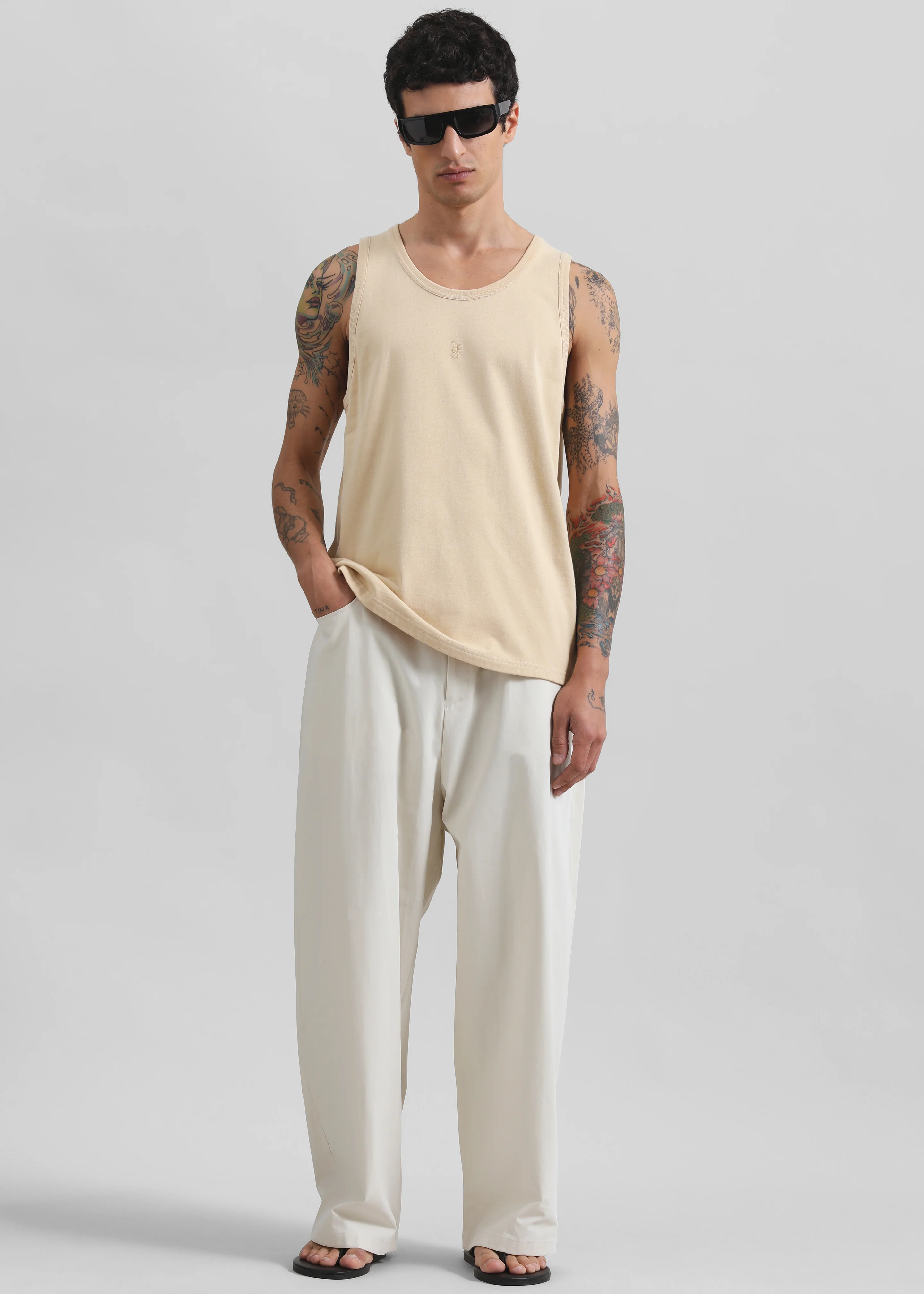 Malton Wide Trousers - Ecru - Image 3
