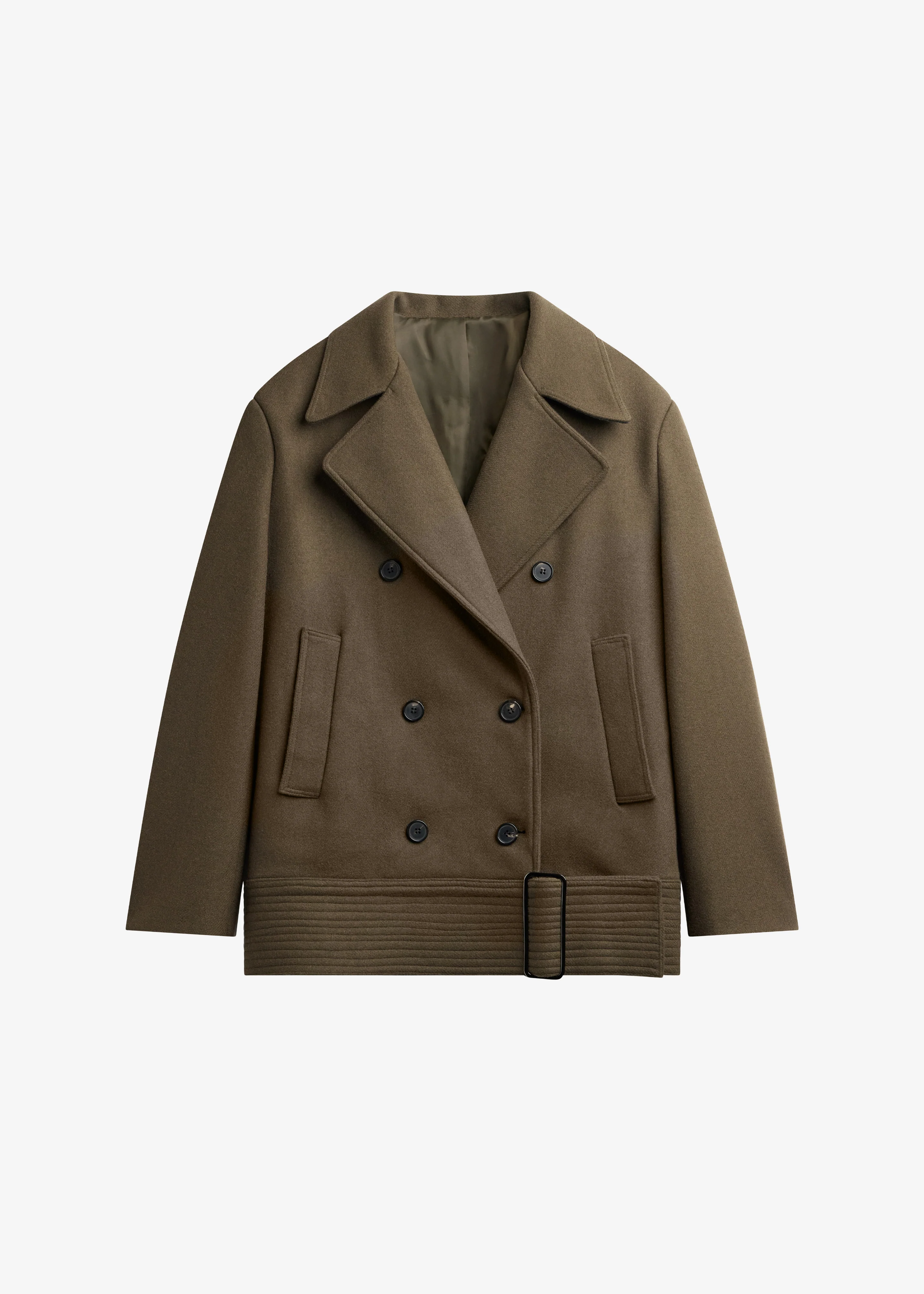 Manali Belted Peacoat - Olive Brown - Image 9