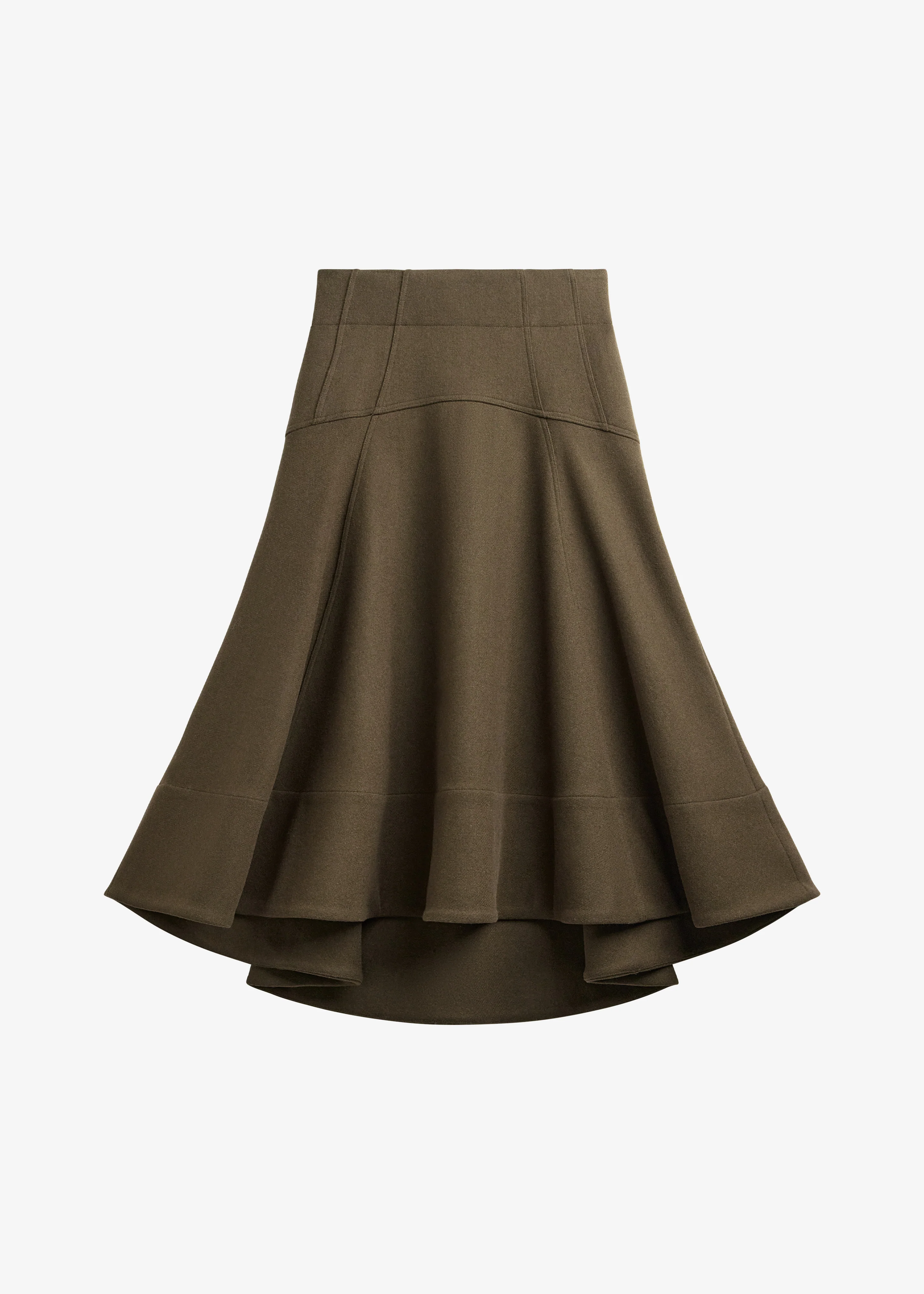 Manali Flared Midi Skirt - Olive Brown - Image 11