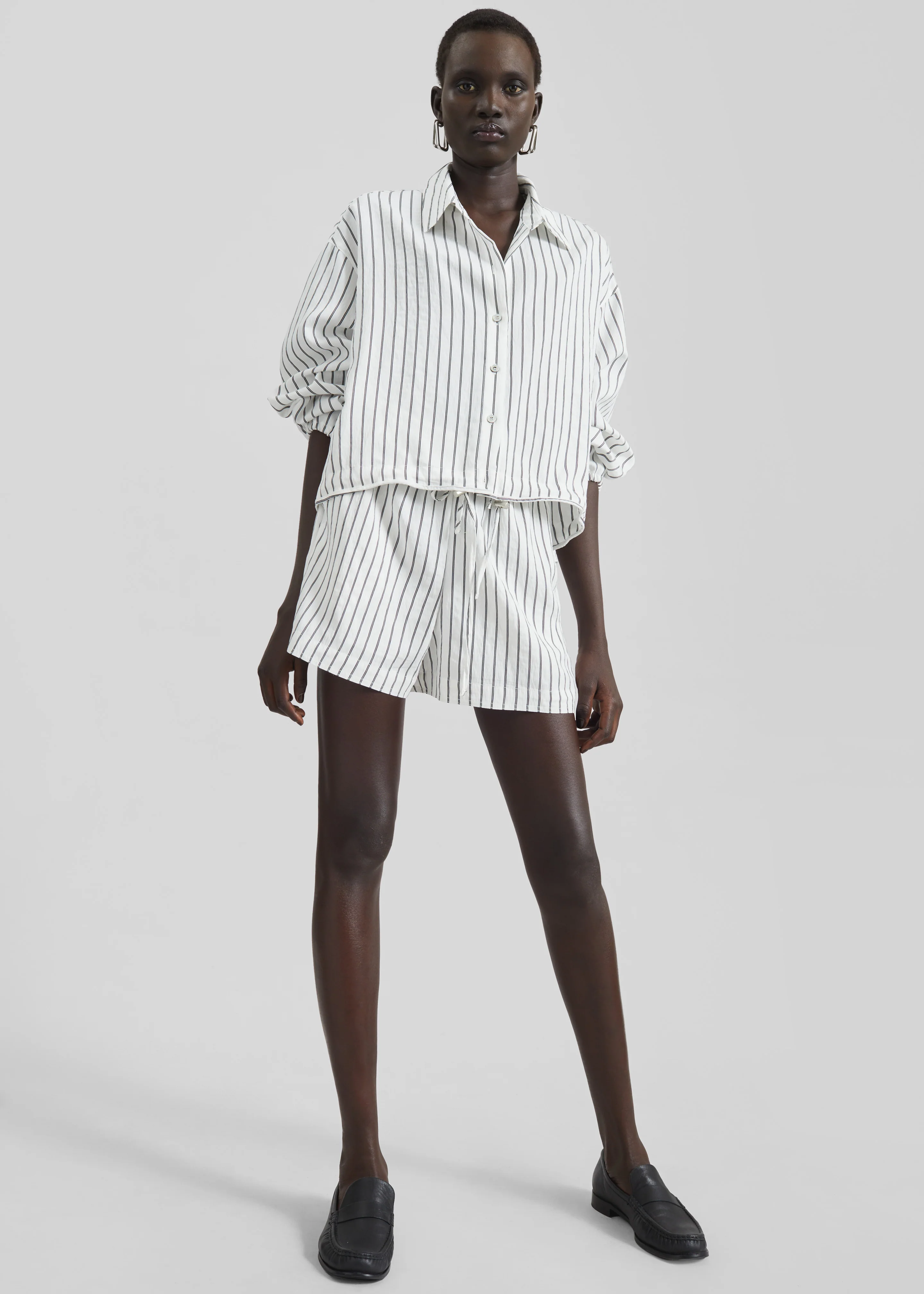 Manisa Mini Shorts - White/Black Stripe
