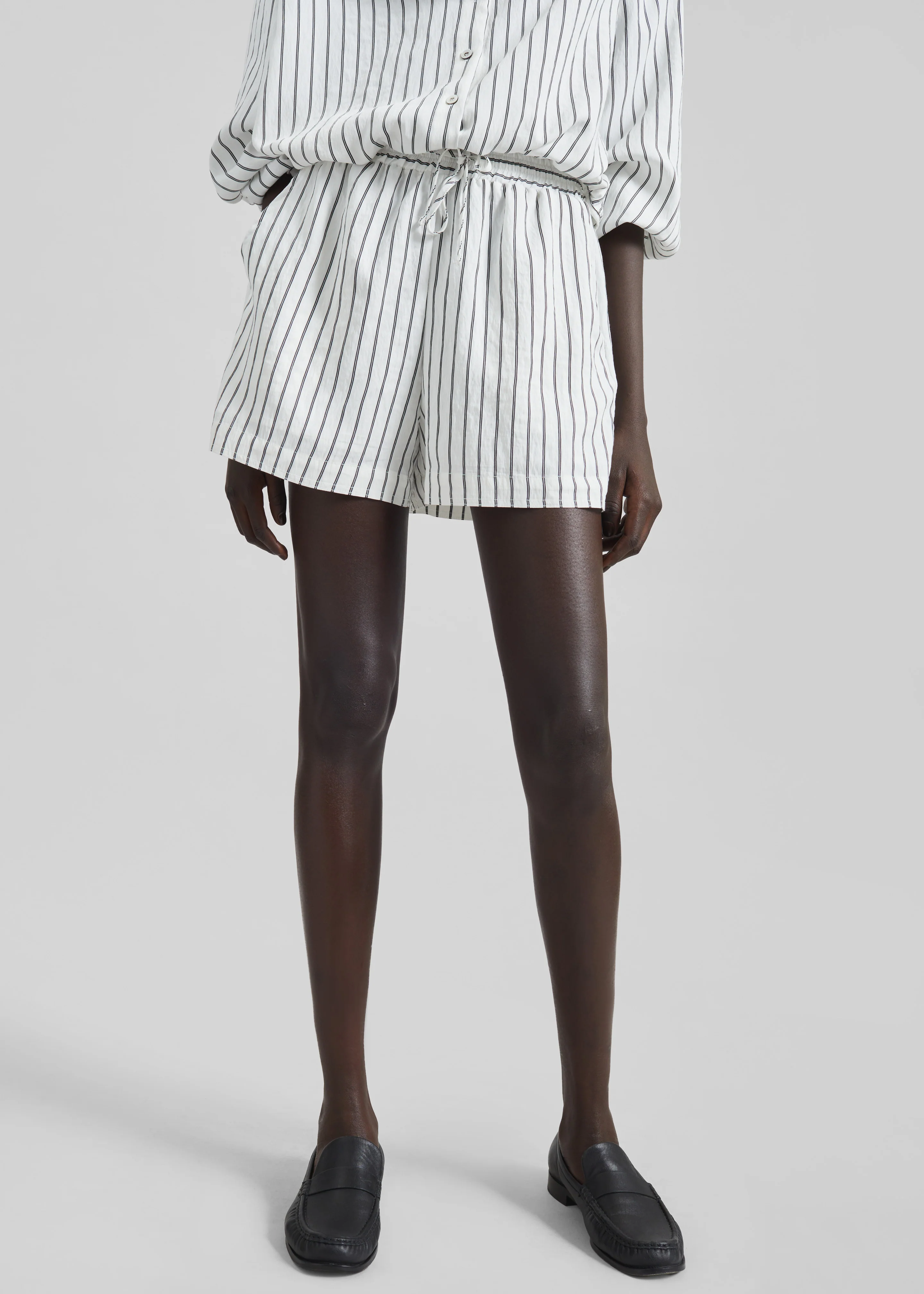 Manisa Mini Shorts - White/Black Stripe - Image 2