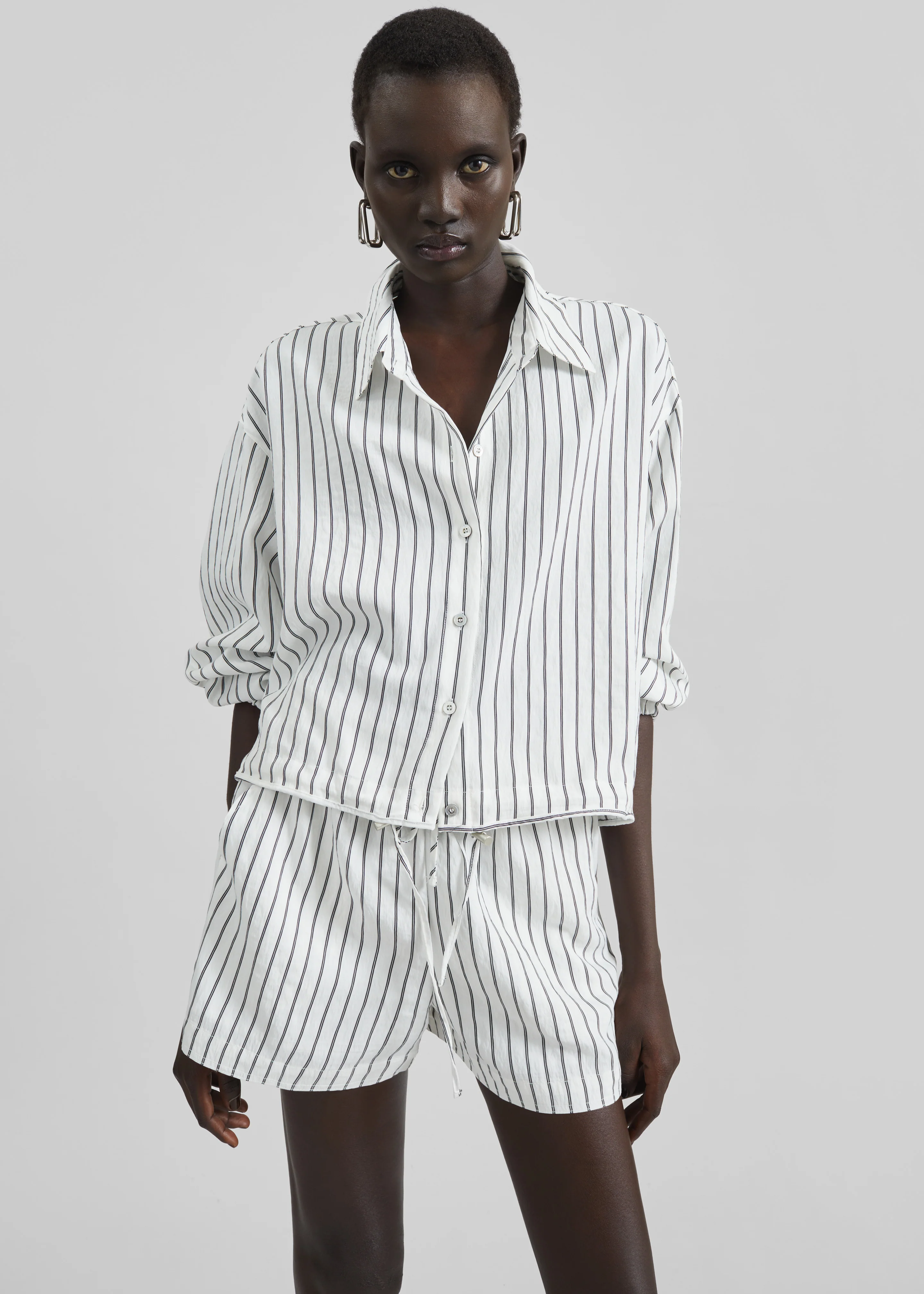Manisa Mini Shorts - White/Black Stripe - Image 3