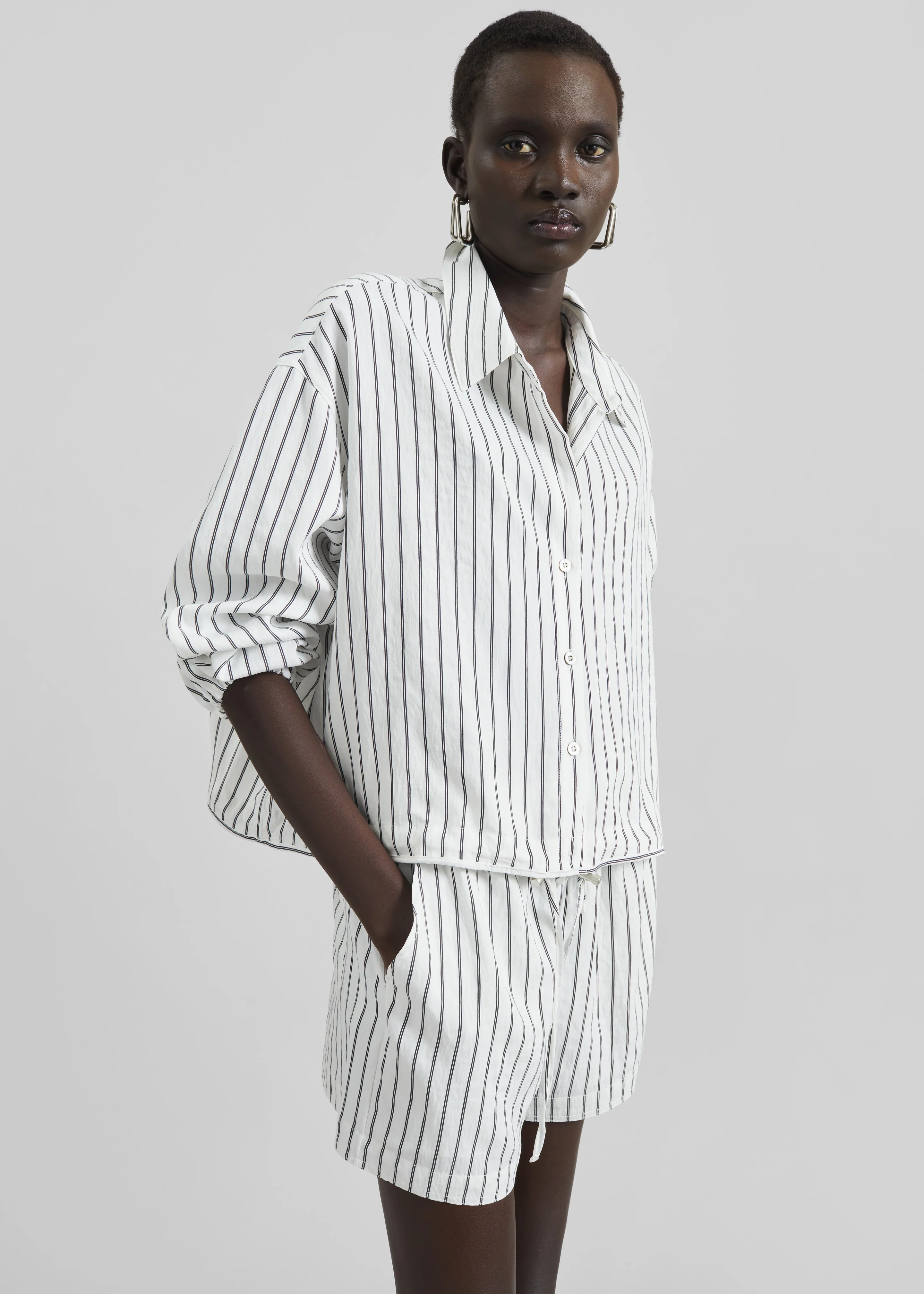 Manisa Mini Shorts - White/Black Stripe - Image 5