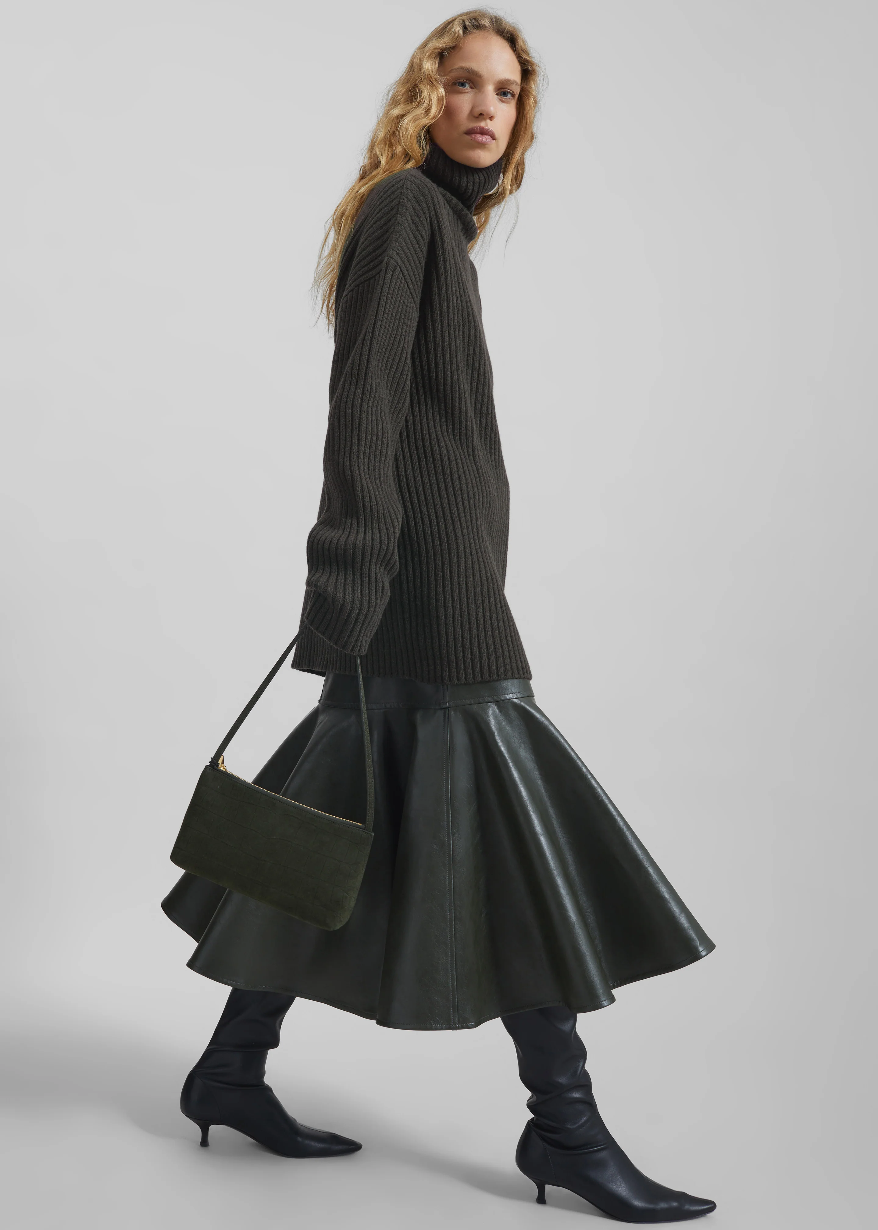 Mansur Gavriel Gaia Shoulder Bag - Moss - Image 3