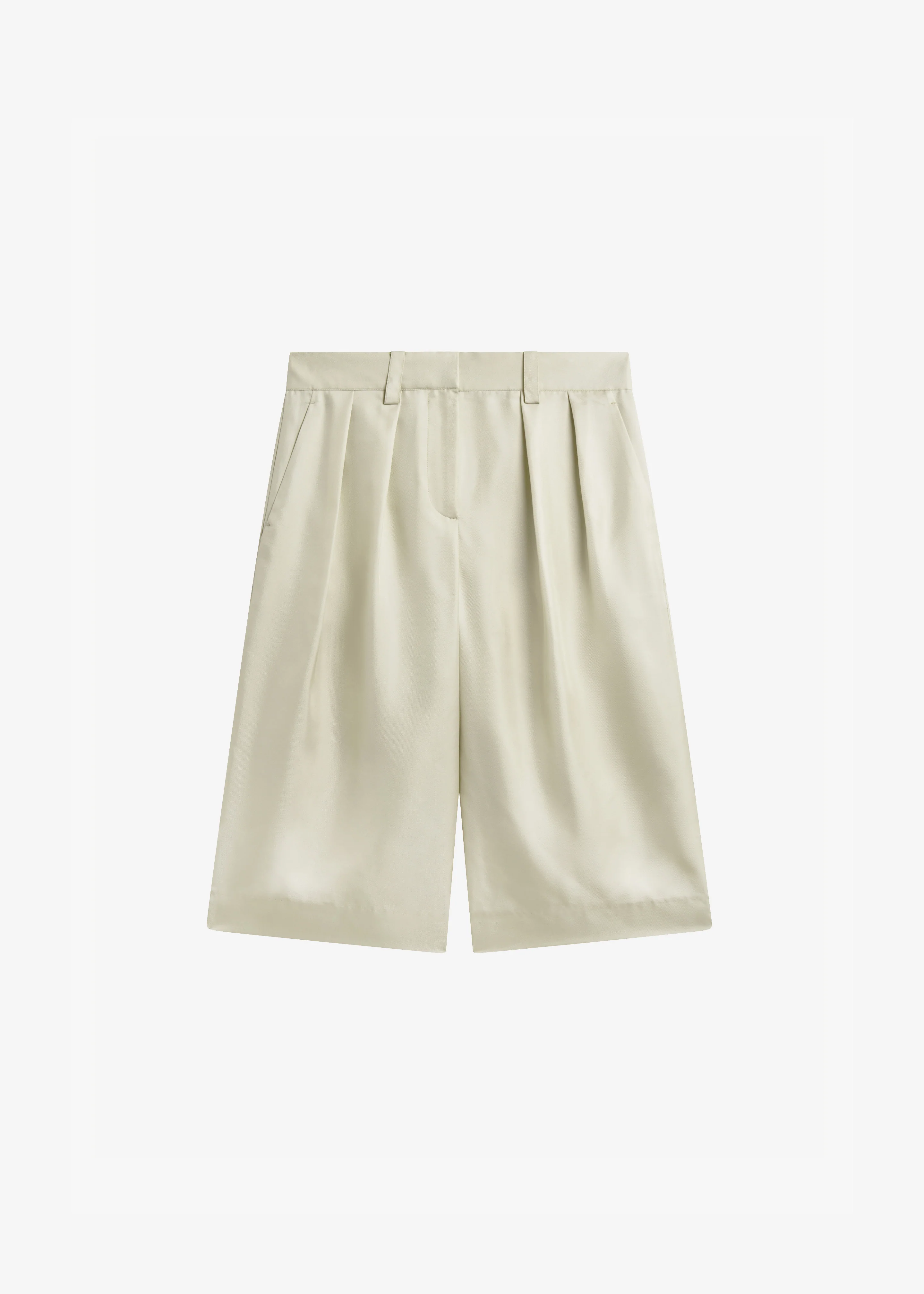 Marfa Cotton Pleated Bermuda - Light Beige - Image 8