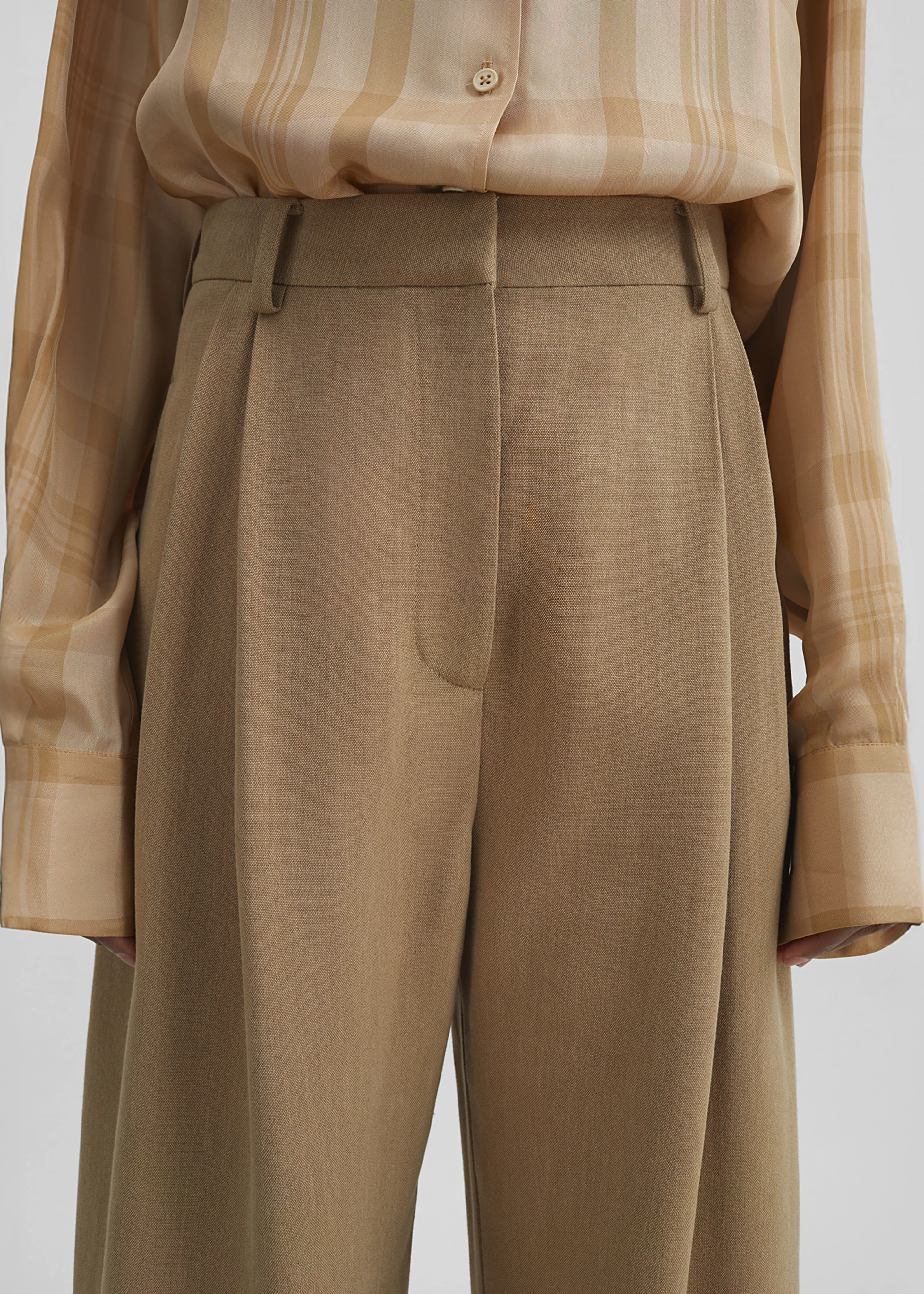Marfa Linen Pleated Trousers - Camel - Image 5