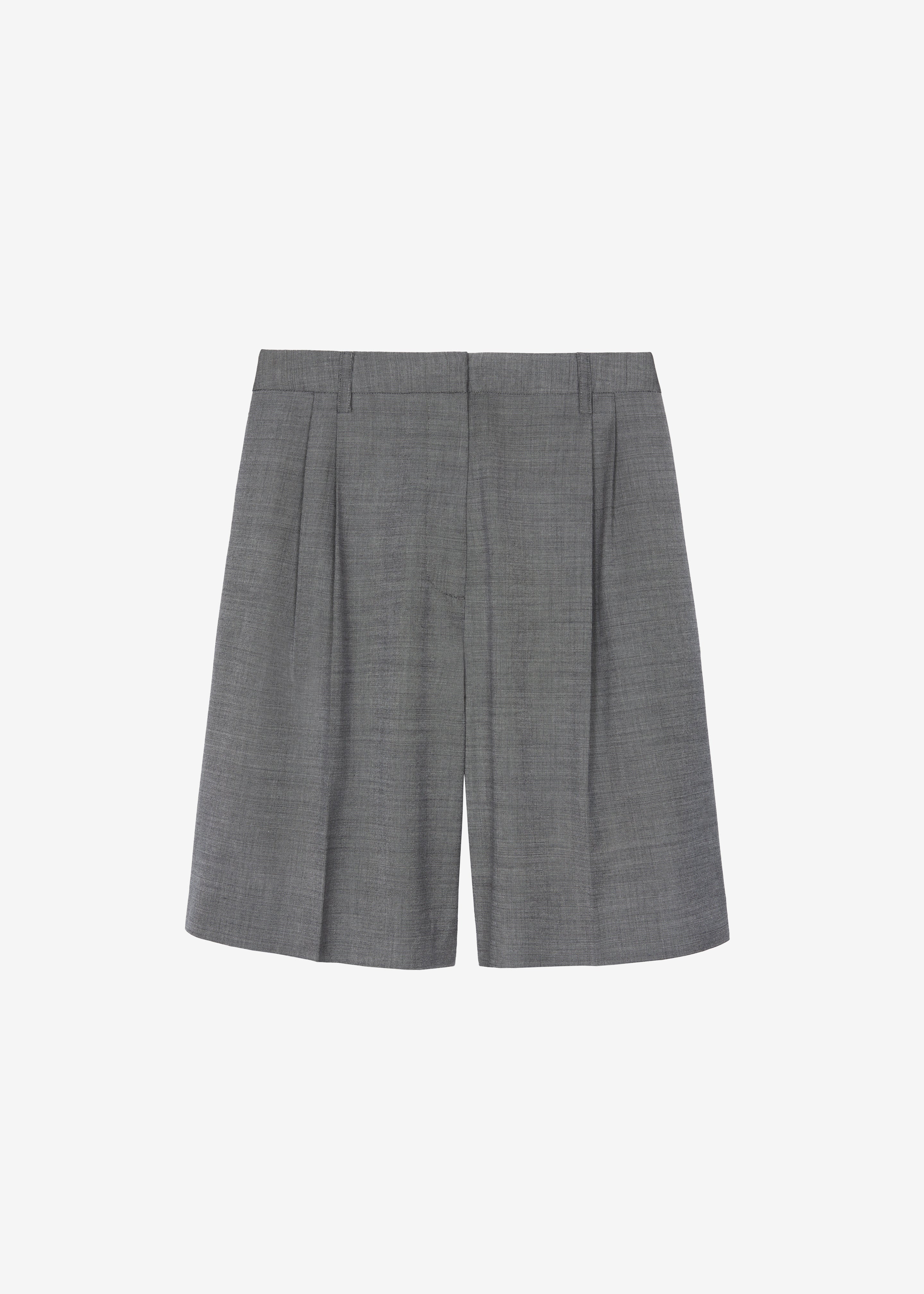 Marfa Pleated Bermuda Shorts - Grey Melange - Image 10