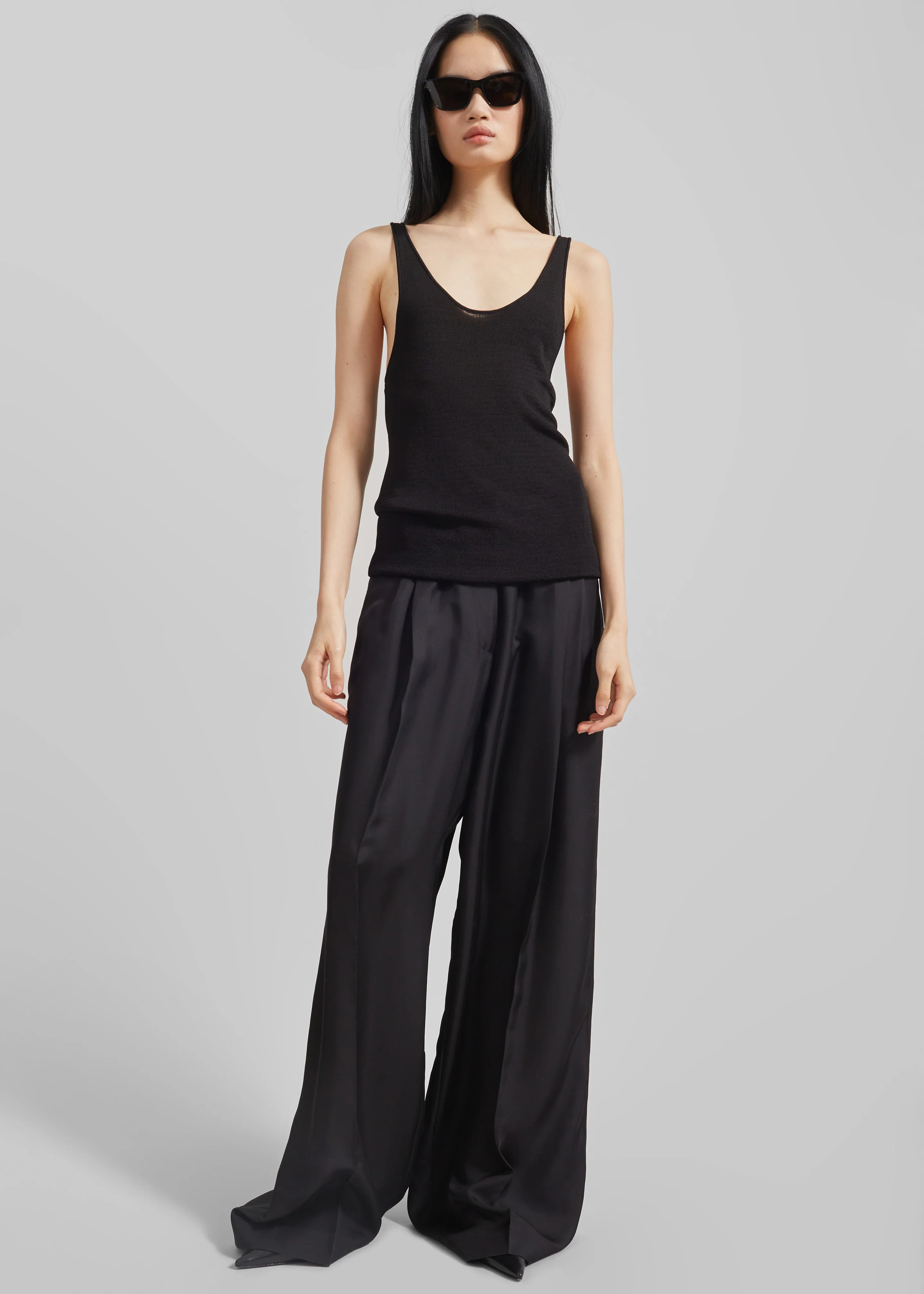 Marfa Pleated Silk Trousers - Black - Image 2