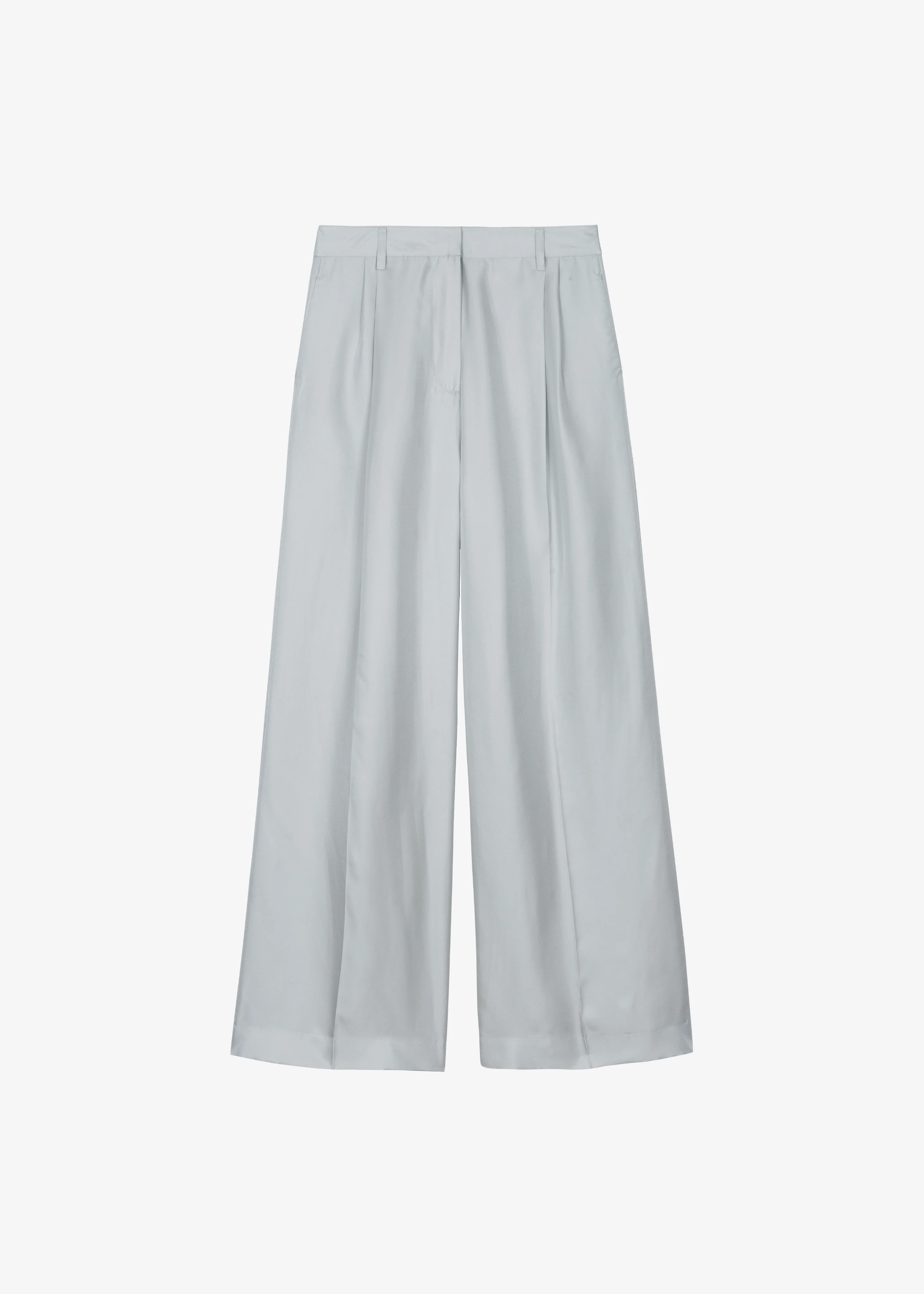 Marfa Pleated Silk Trousers - Grey - Image 9