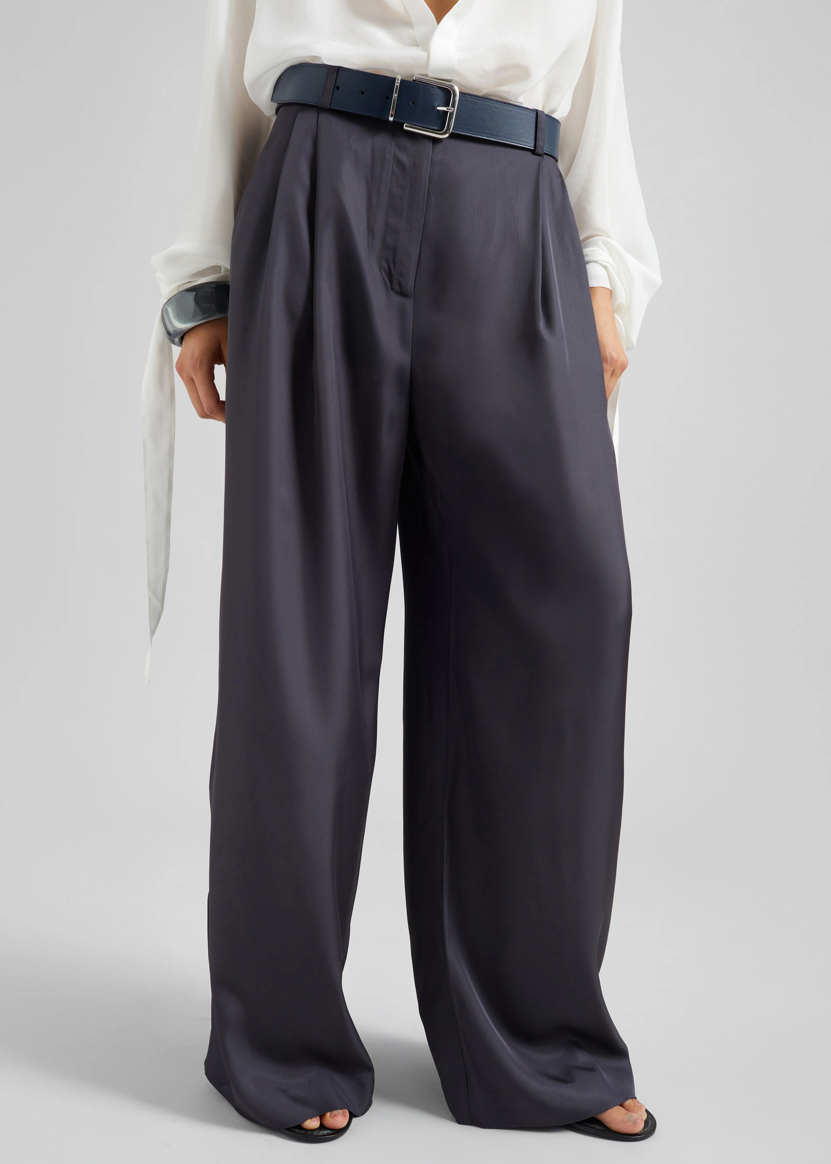 Marfa Pleated Silk Trousers - Storm Grey - Image 2