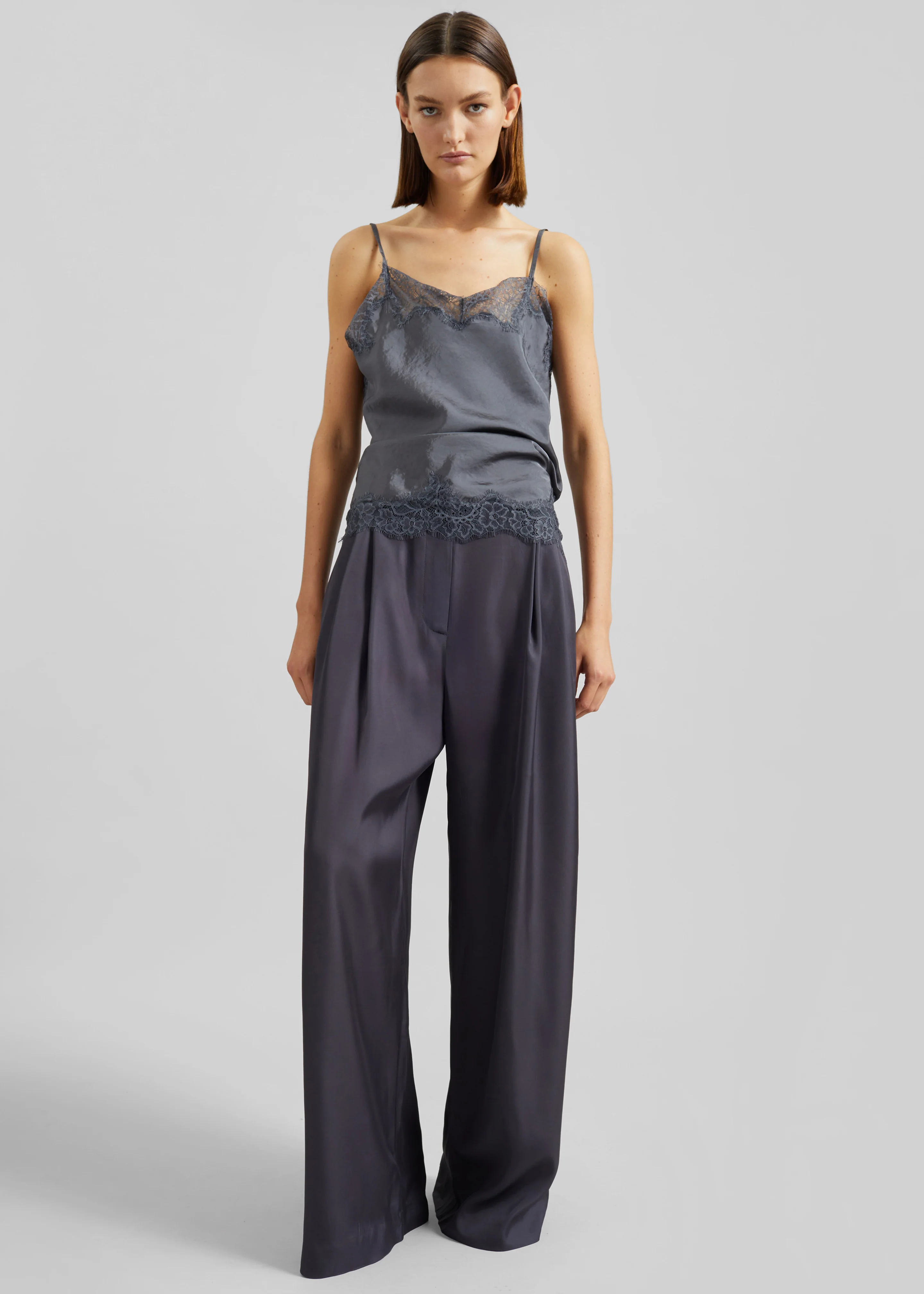 Marfa Pleated Silk Trousers - Storm Grey - Image 5