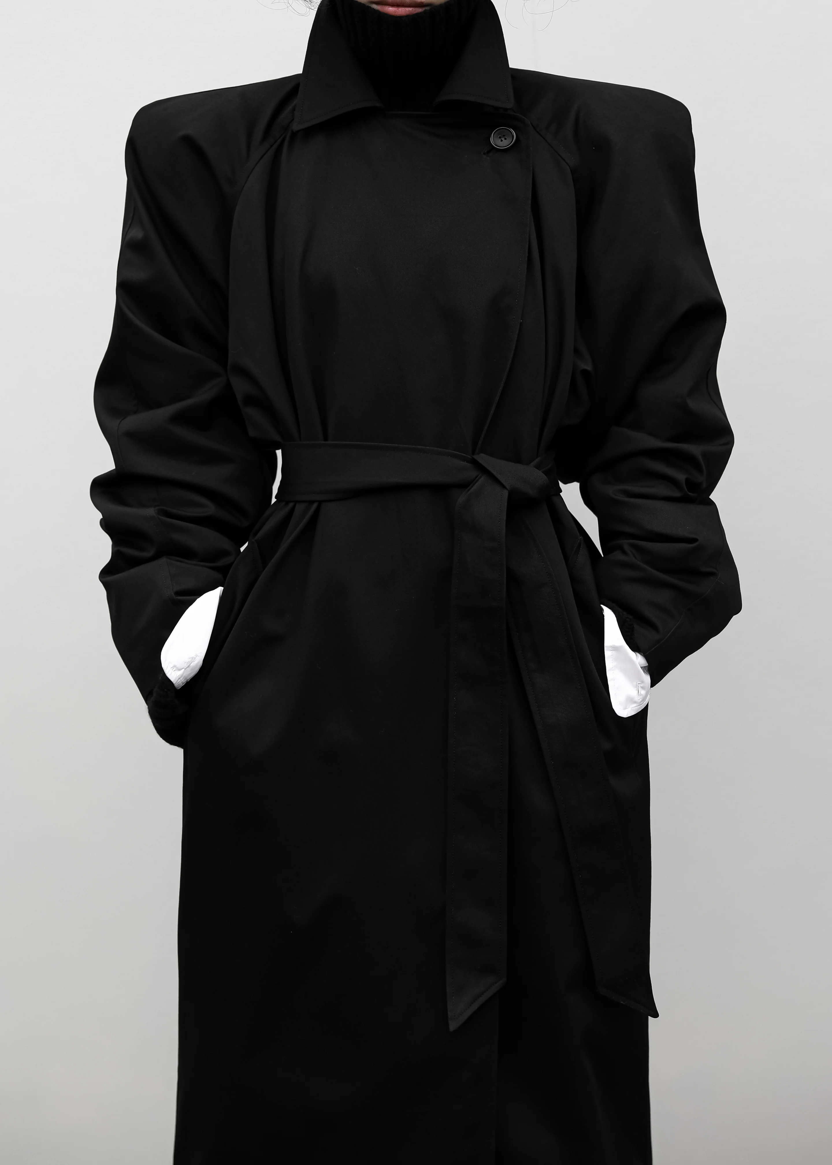 Marisol Box Shoulder Trench - Black - Image 4