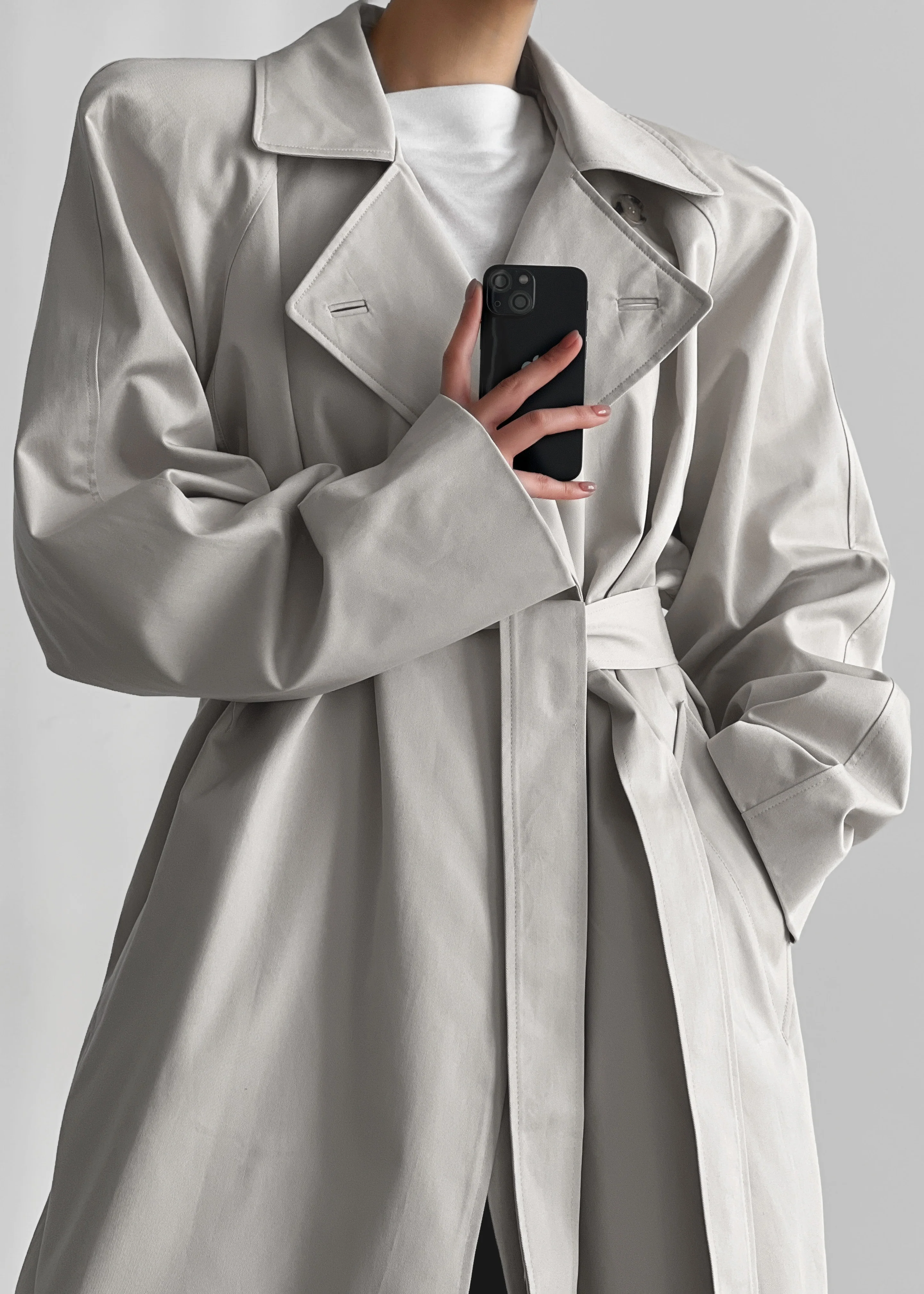 Marisol Box Shoulder Trench - Bone - Image 10