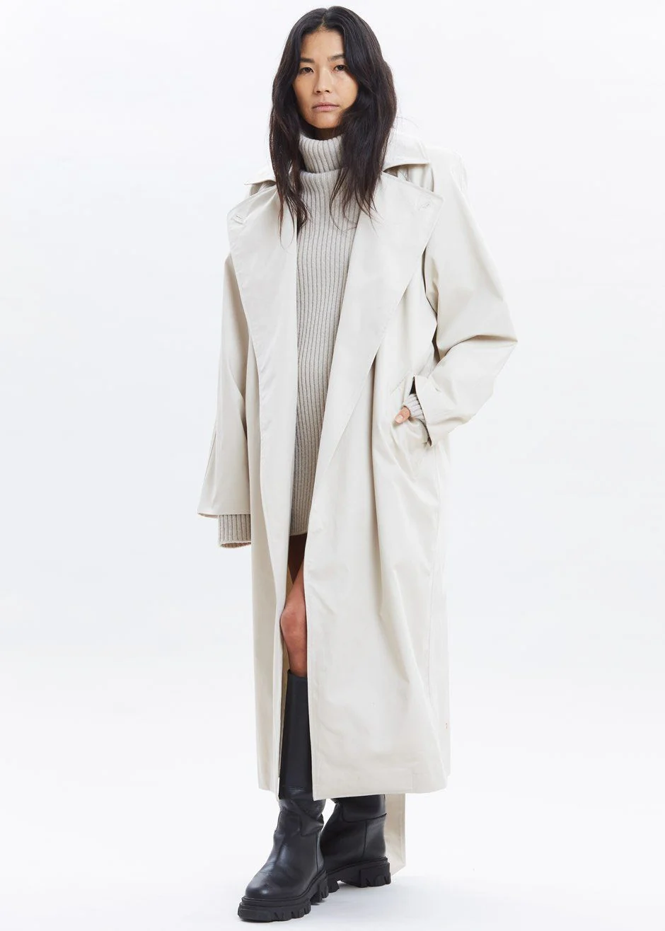 Marisol Box Shoulder Trench - Bone - Image 12
