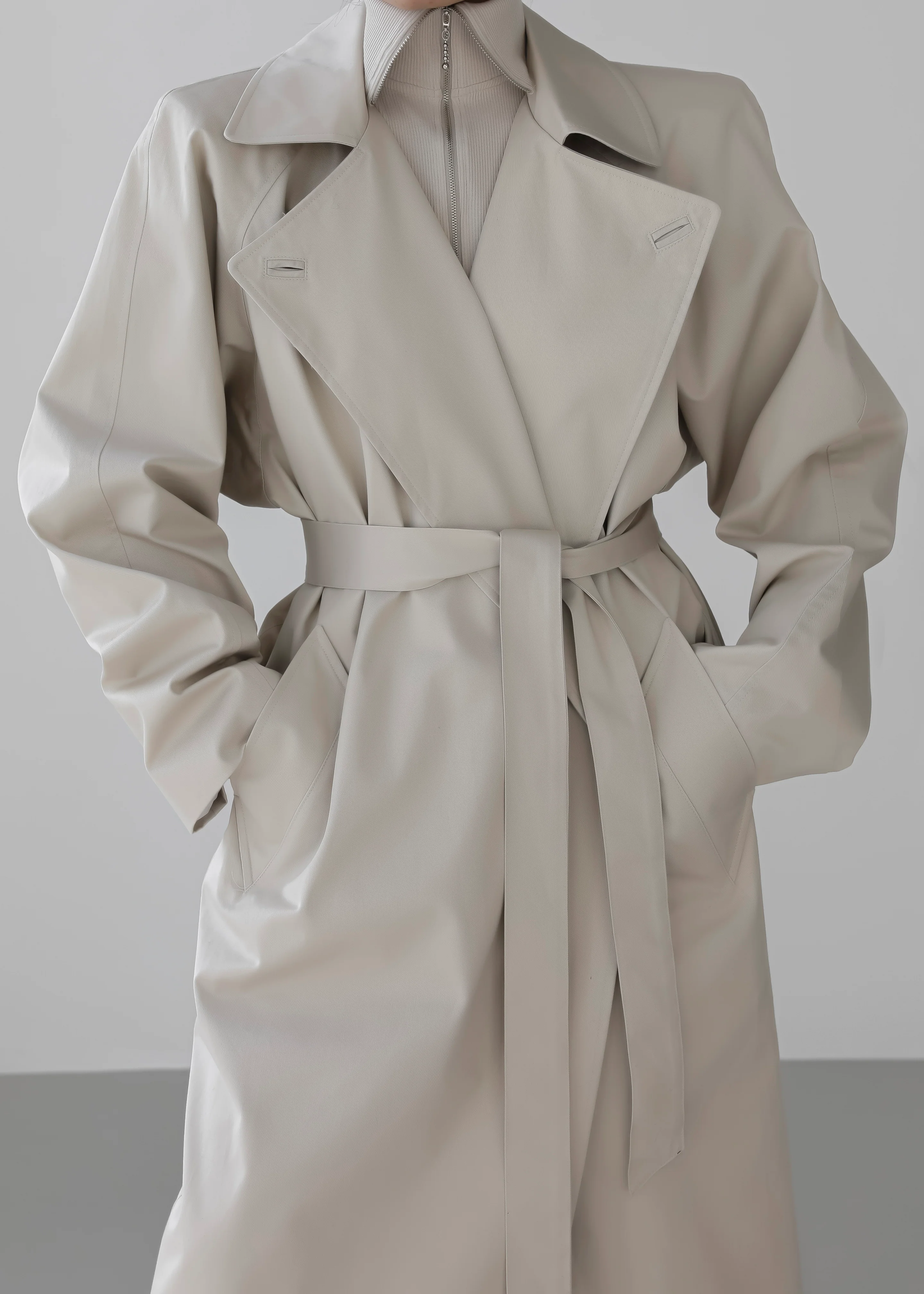 Marisol Box Shoulder Trench - Bone - Image 3