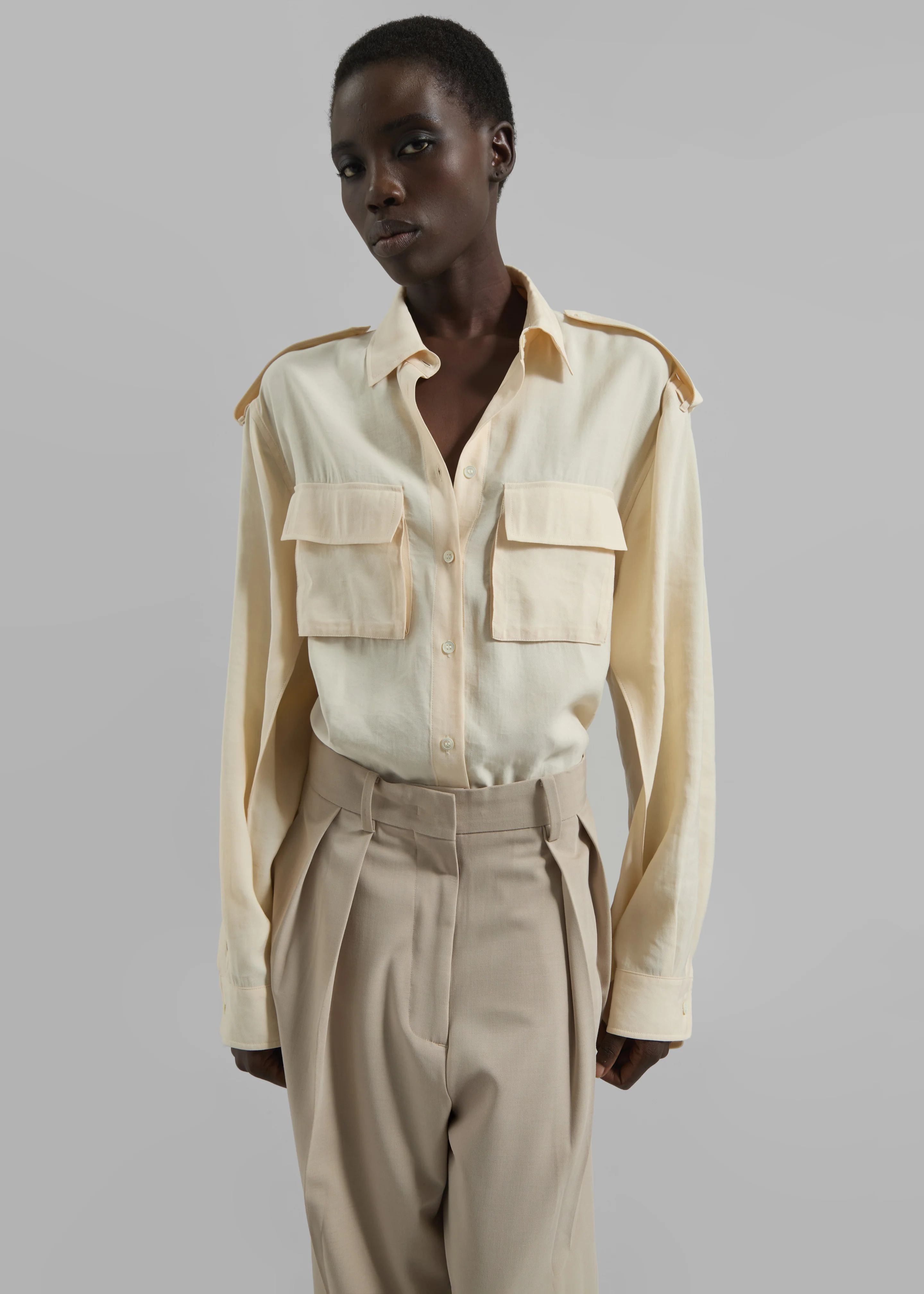 Marlon Button Up Shirt - Beige - Image 6