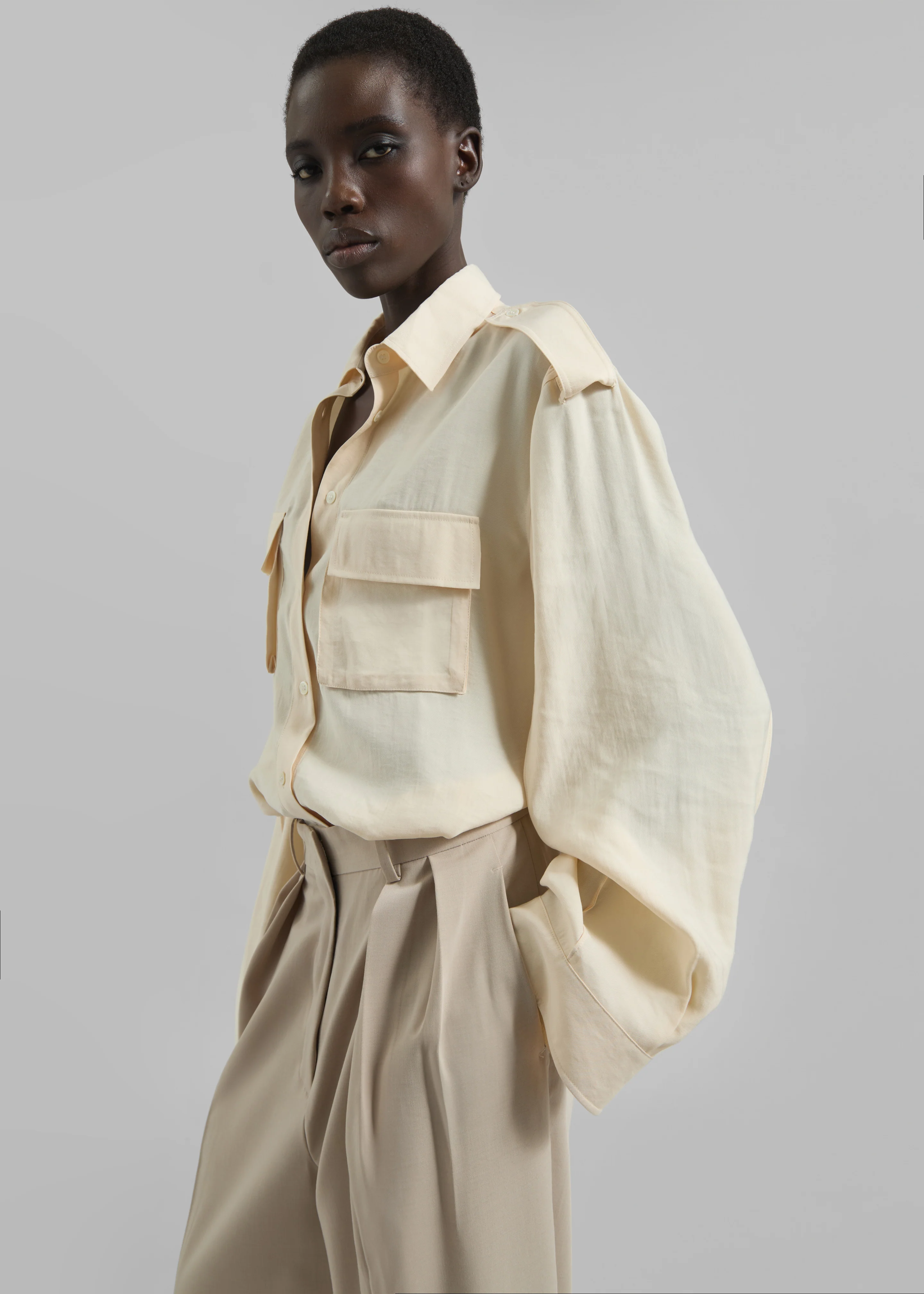 Marlon Button Up Shirt - Beige - Image 8