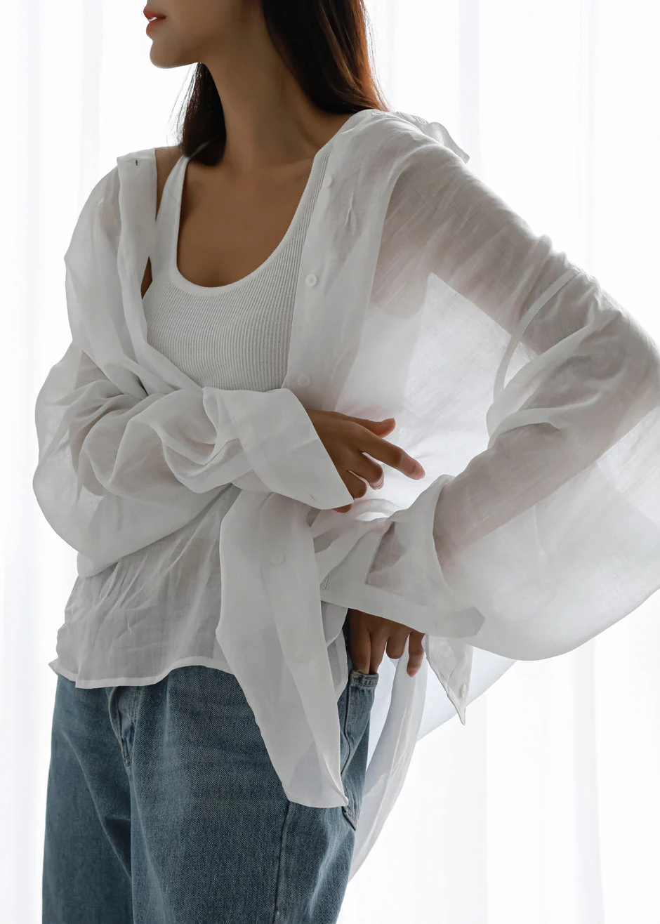 Marlow Oversized Linen Shirt - White - Image 10
