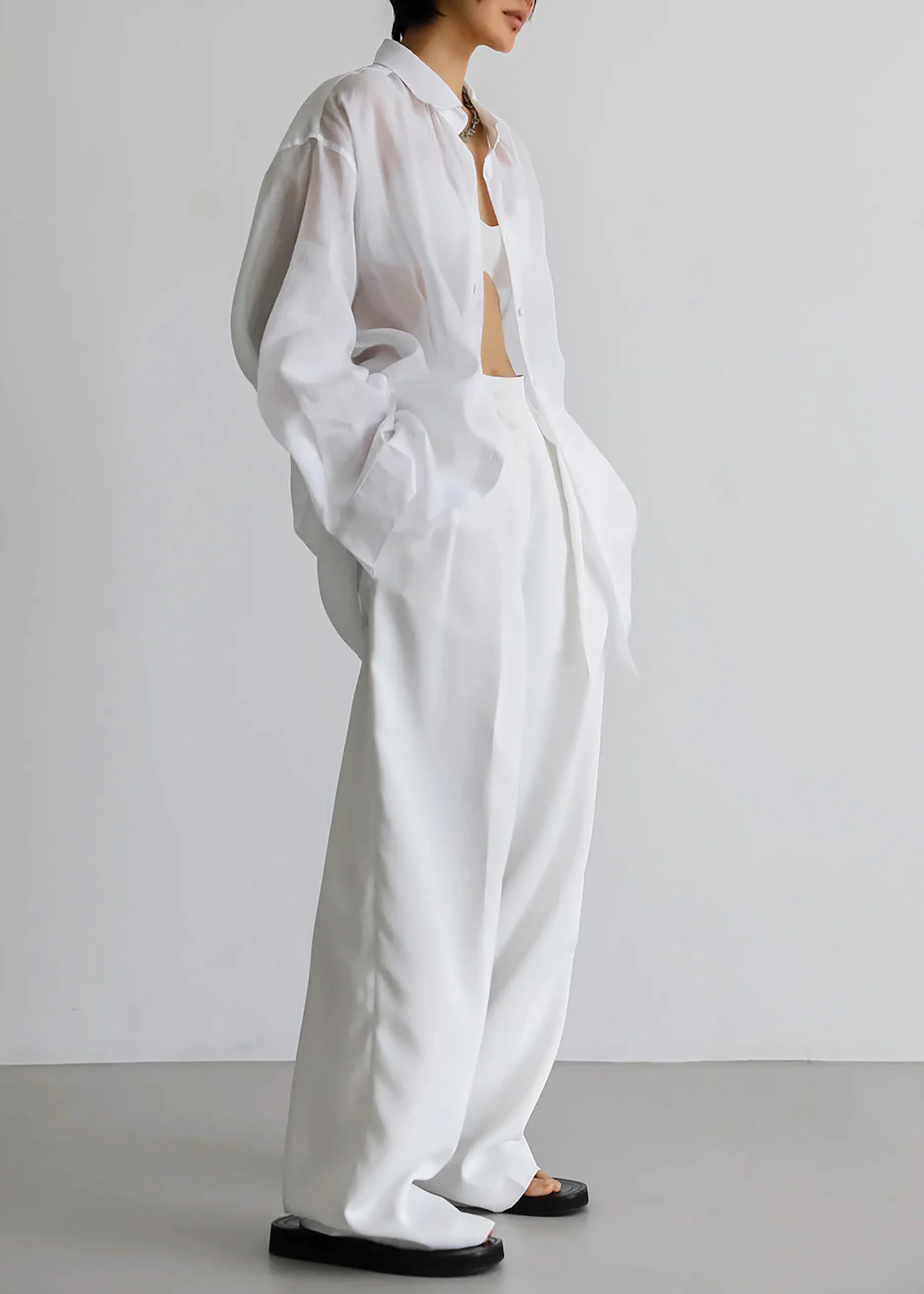 Marlow Oversized Linen Shirt - White - Image 2