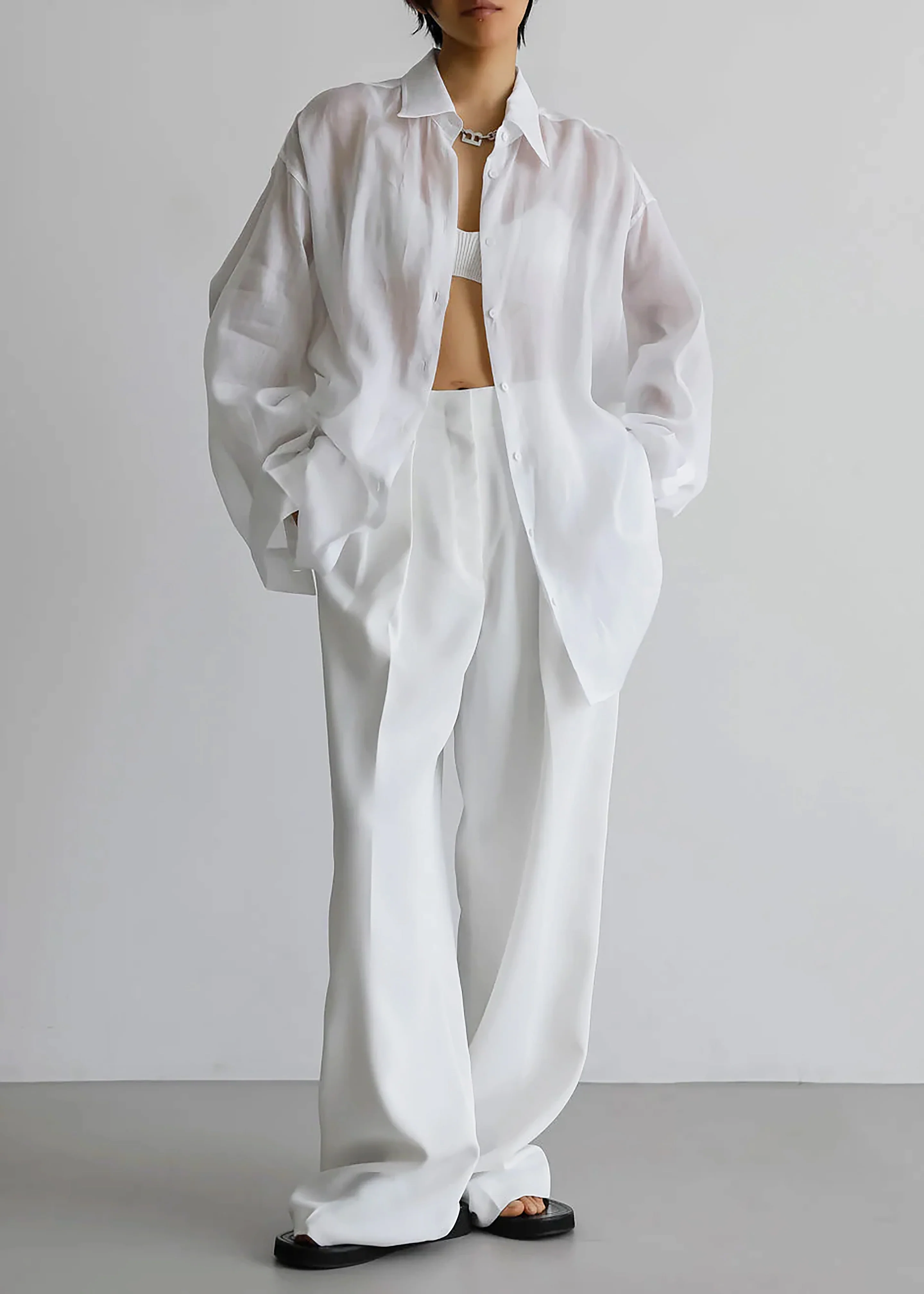 Marlow Oversized Linen Shirt - White - Image 8
