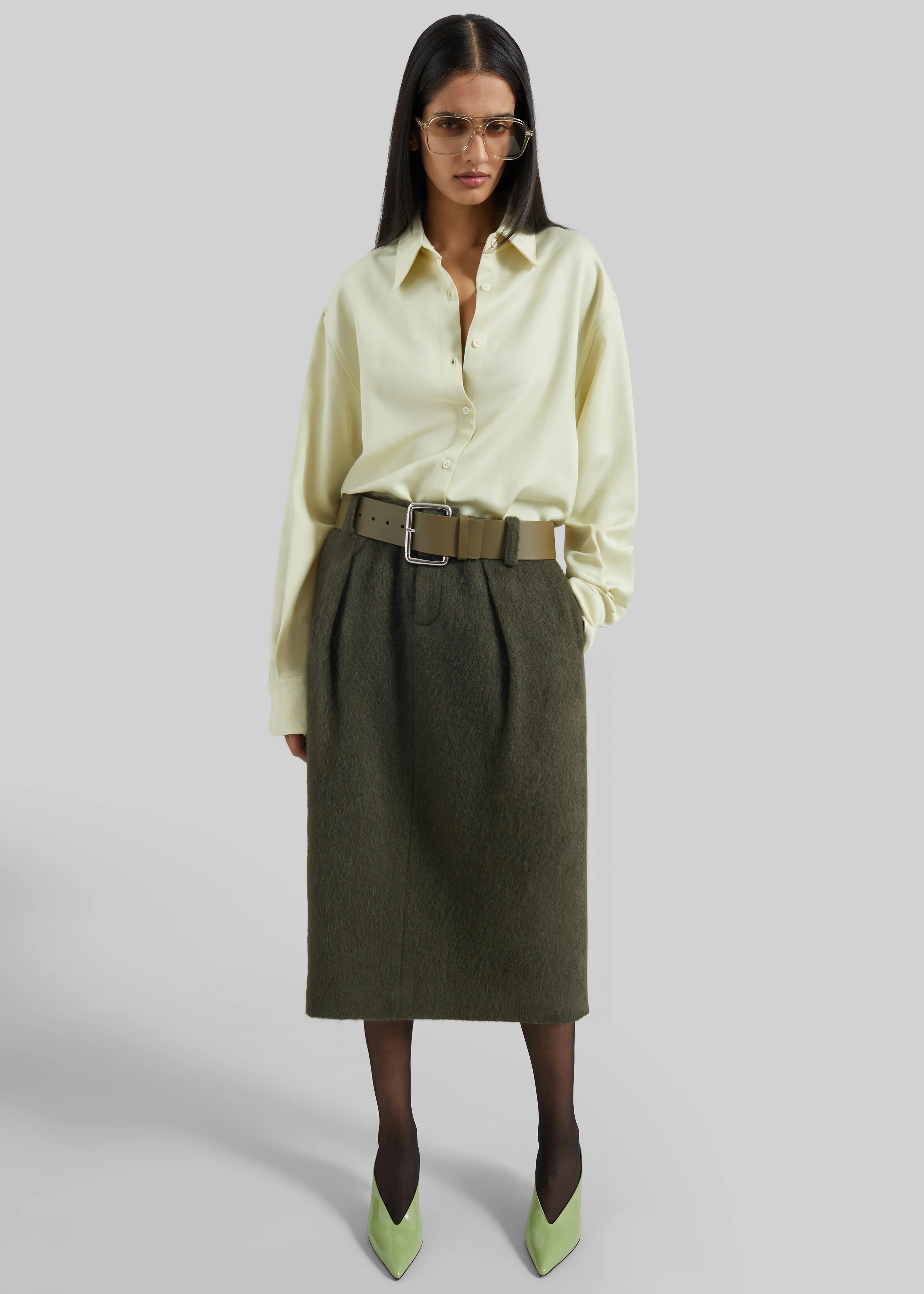 Marty Leather Belt - Army Green - Image 4
