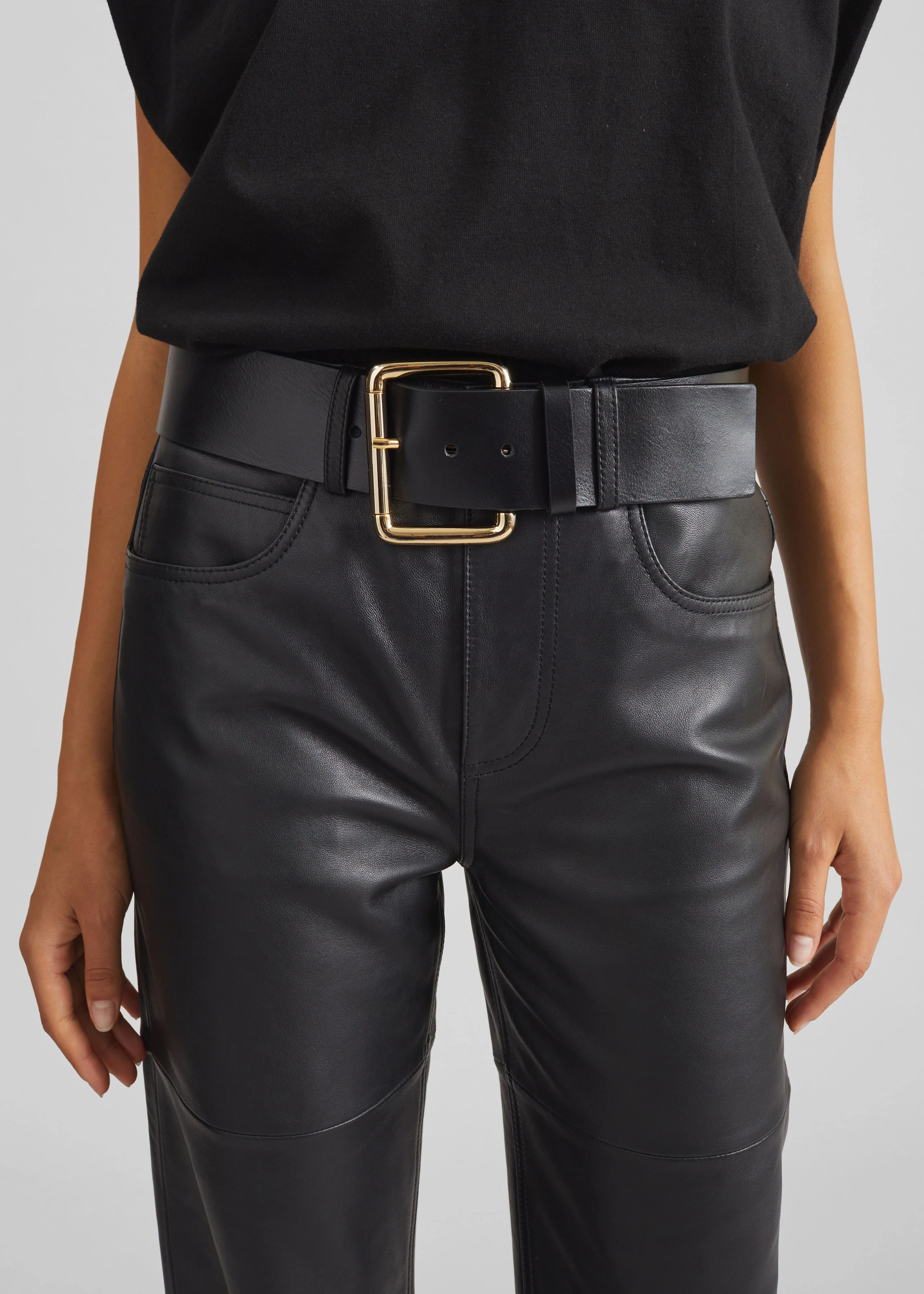 Marty Leather Belt - Black/Gold - Image 2