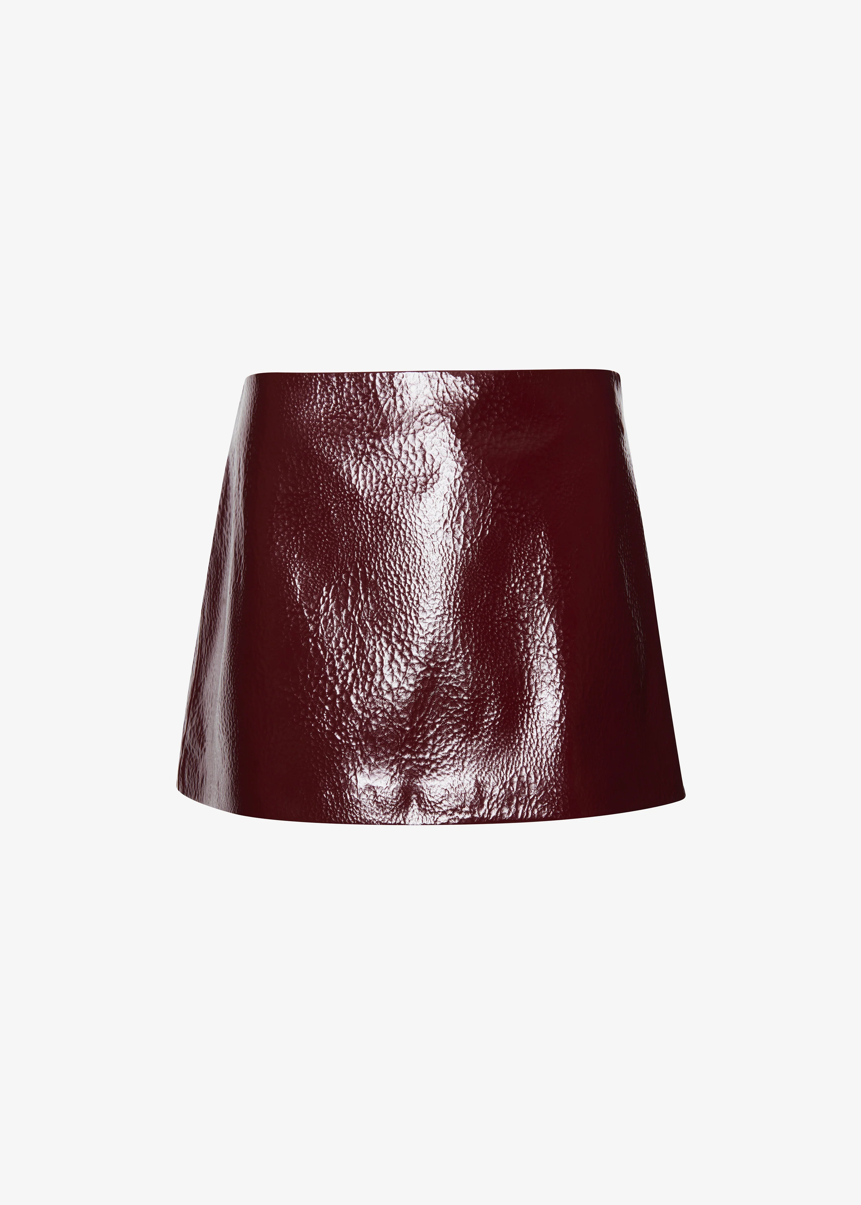 Mary Crackled Faux Leather Mini Skirt - Burgundy - Image 6