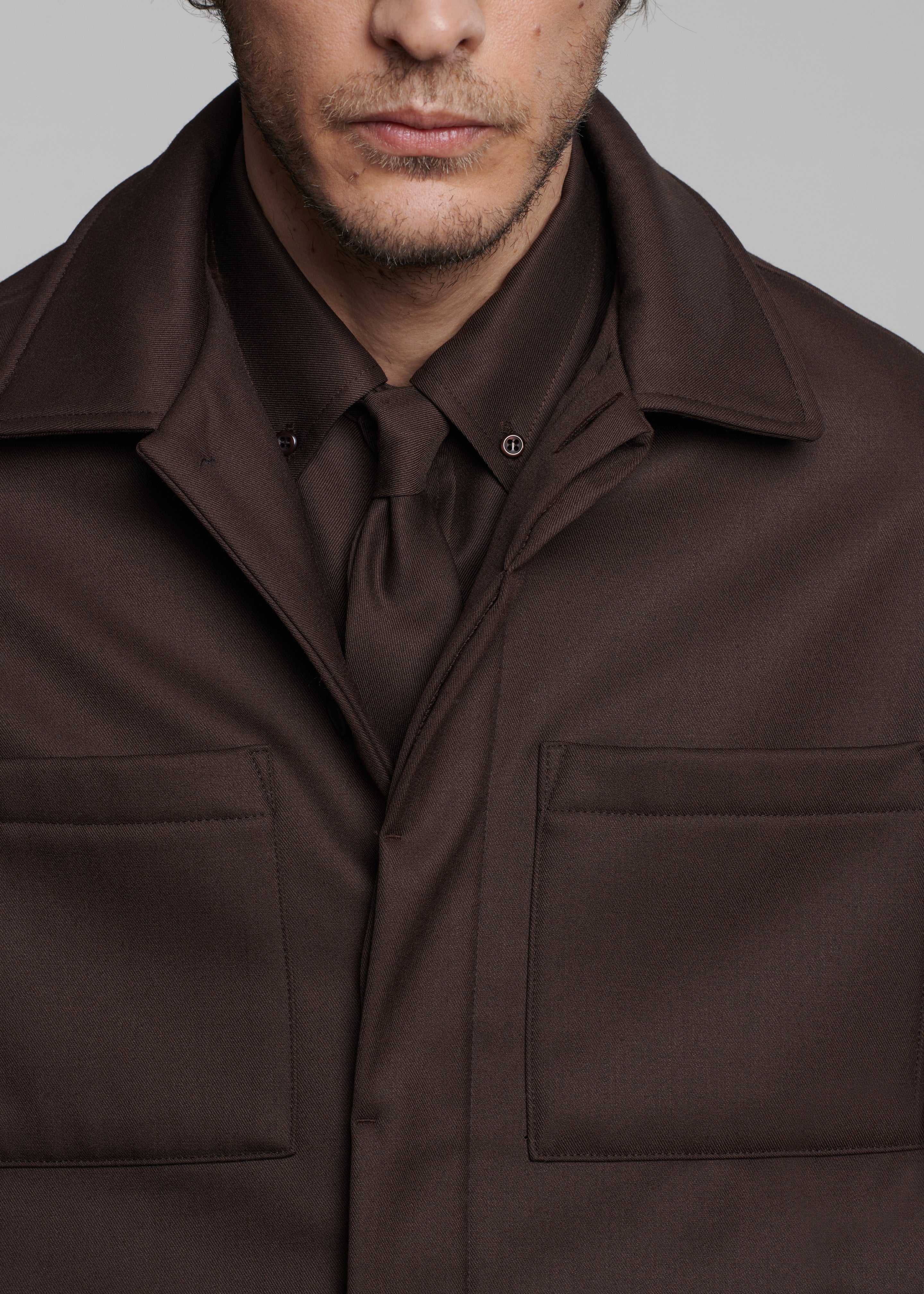 Mason Boxy Wool Jacket - Brown - Image 6