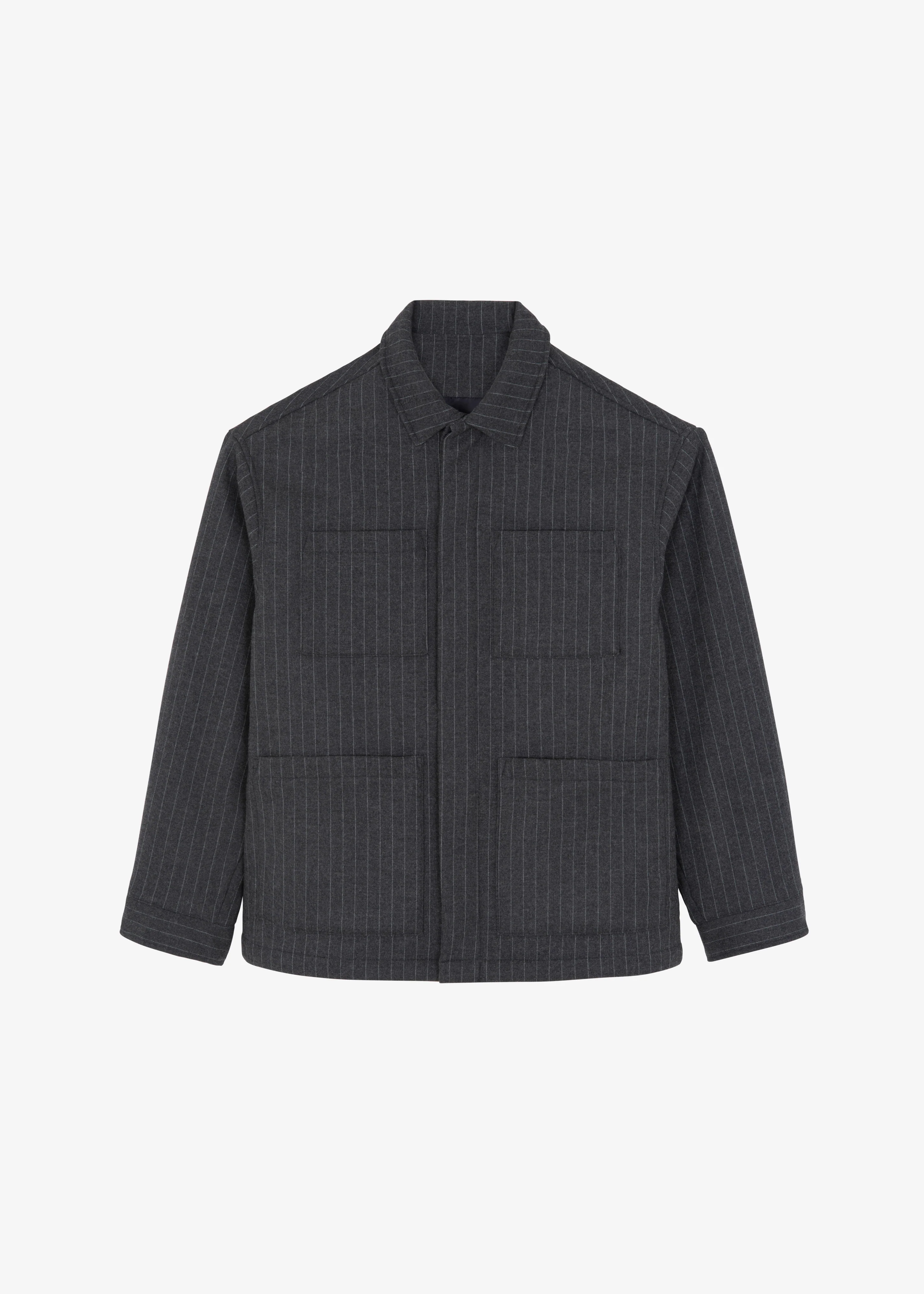 Mason Boxy Wool Jacket - Dark Grey/White Pinstripe - Image 11