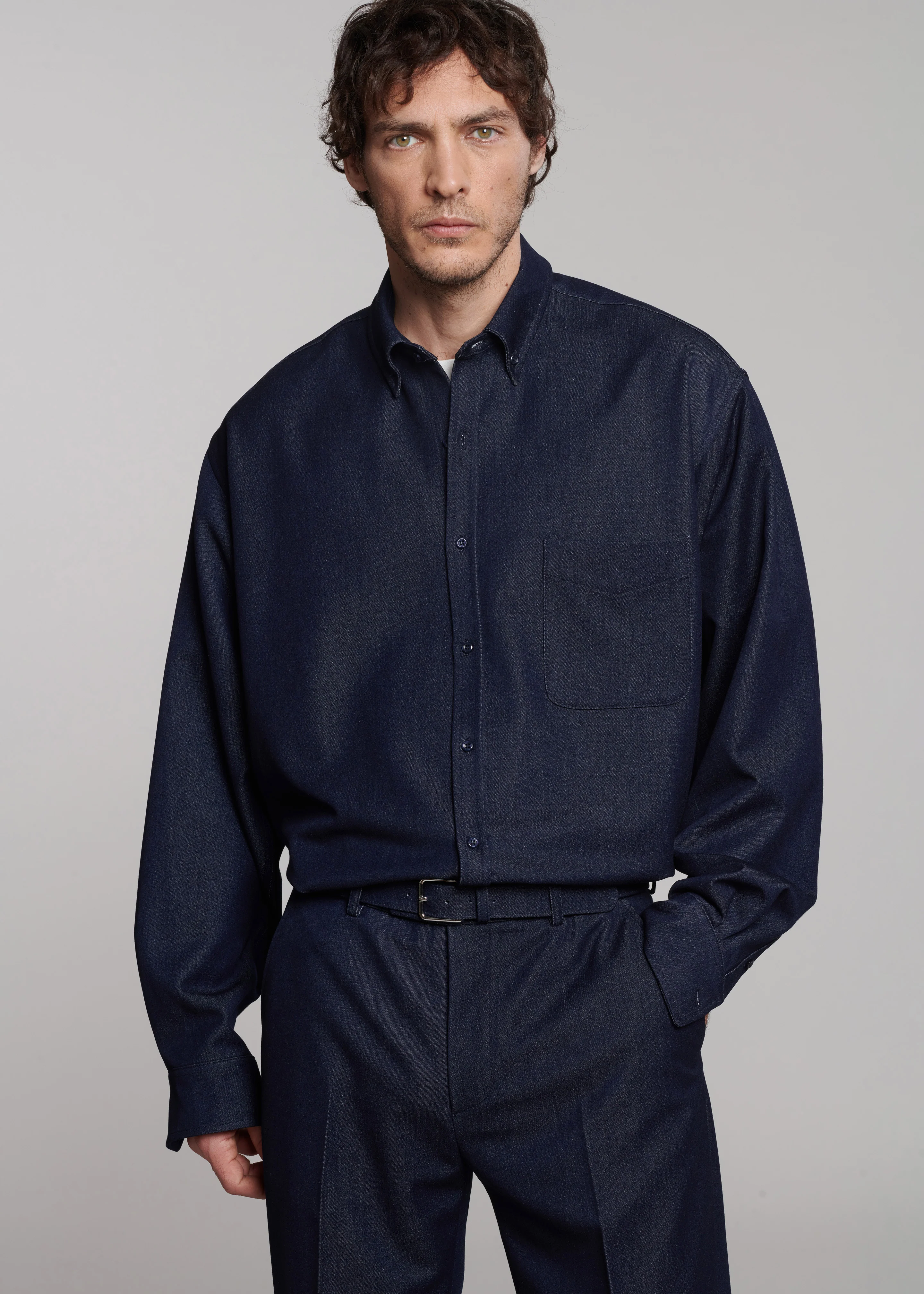 Mason Button Up Shirt - Indigo - Image 2