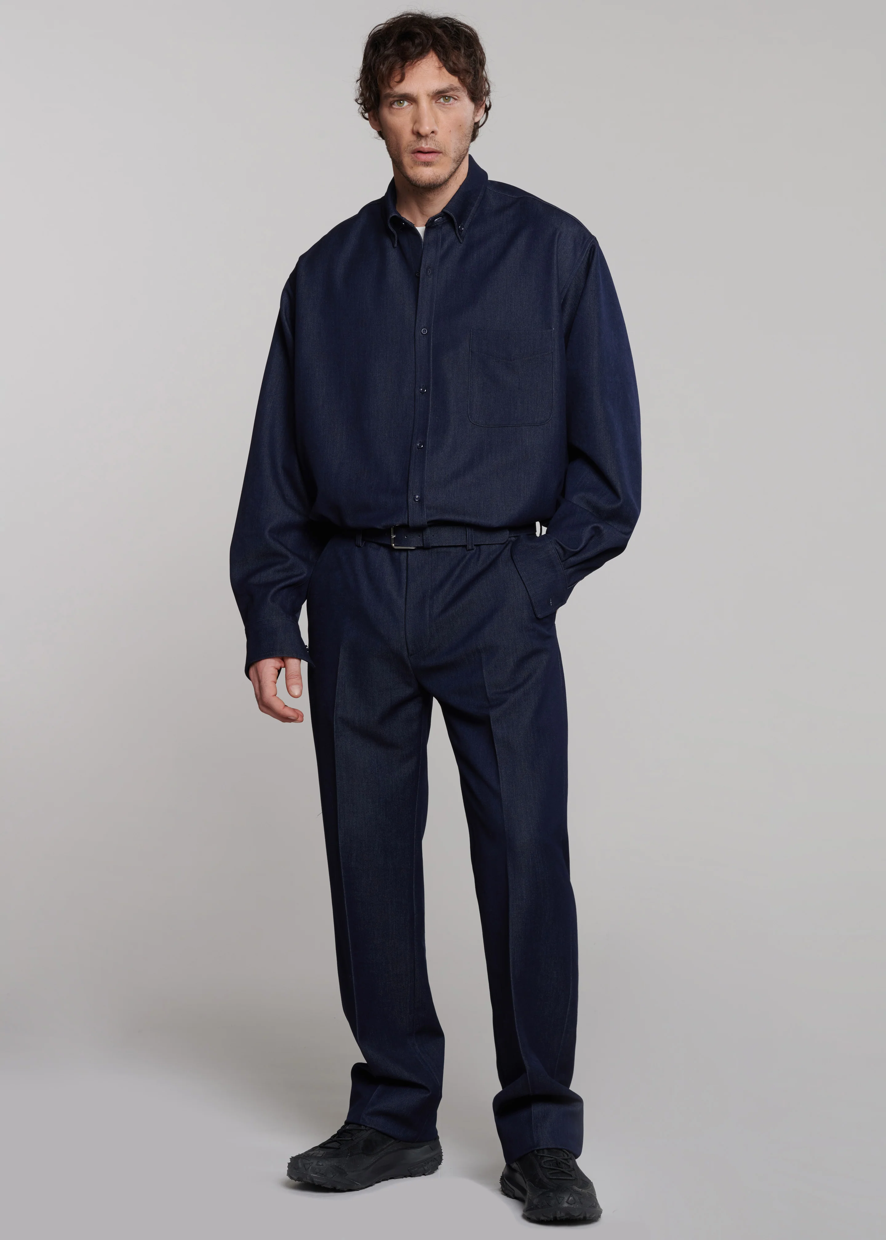 Mason Button Up Shirt - Indigo - Image 3