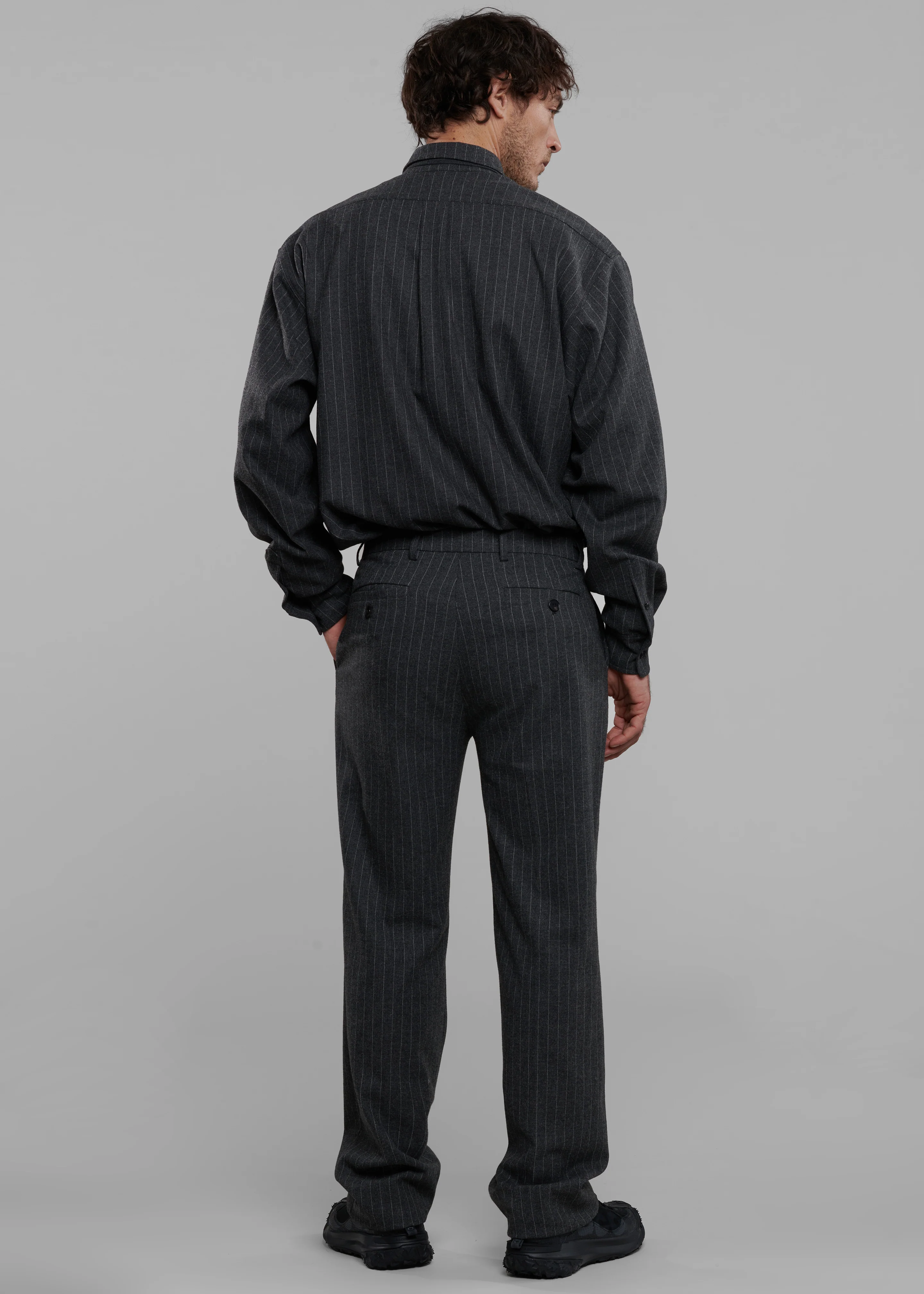Mason Wool Trousers - Dark Grey/White Pinstripe - Image 13