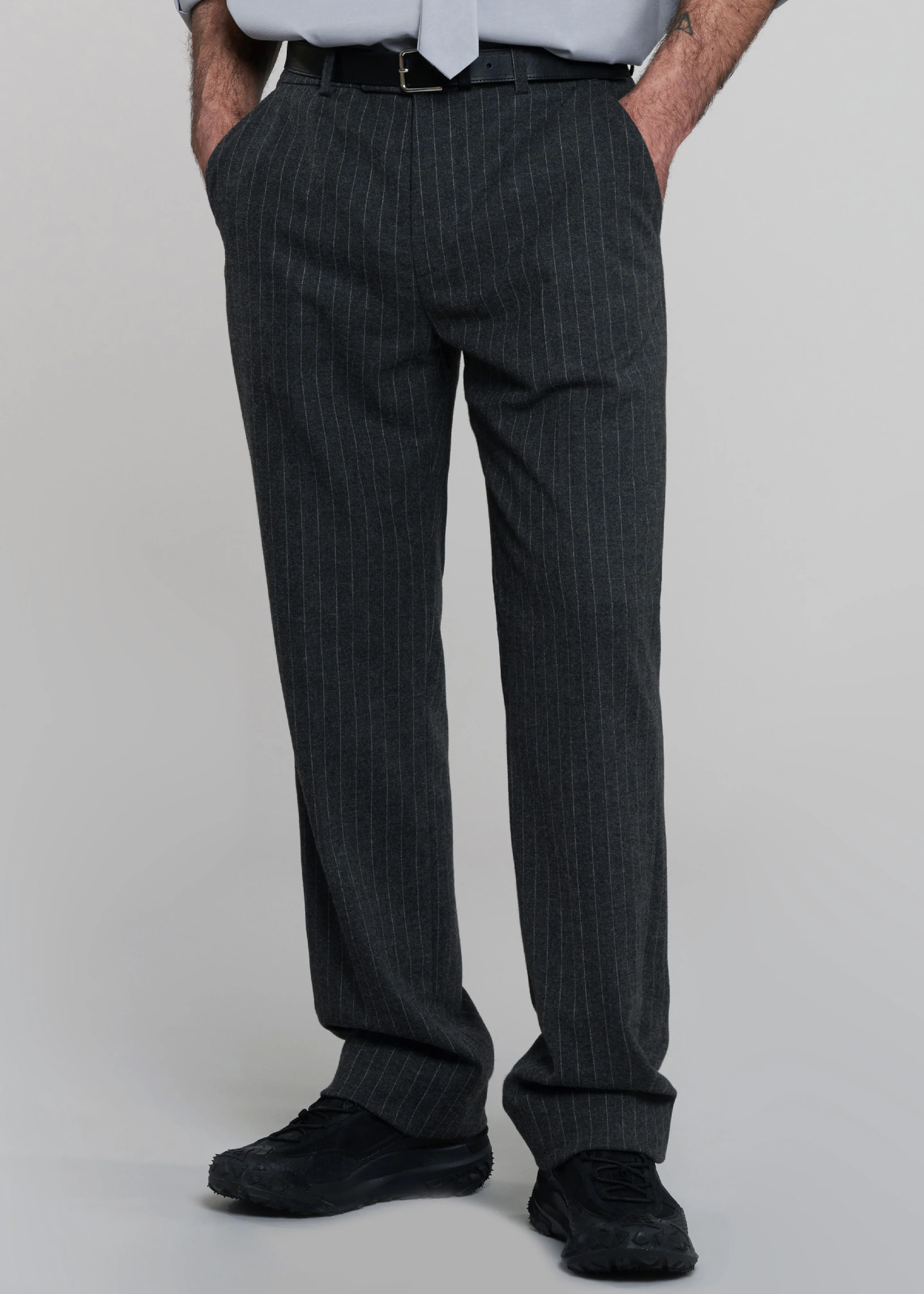 Mason Wool Trousers - Dark Grey/White Pinstripe - Image 5