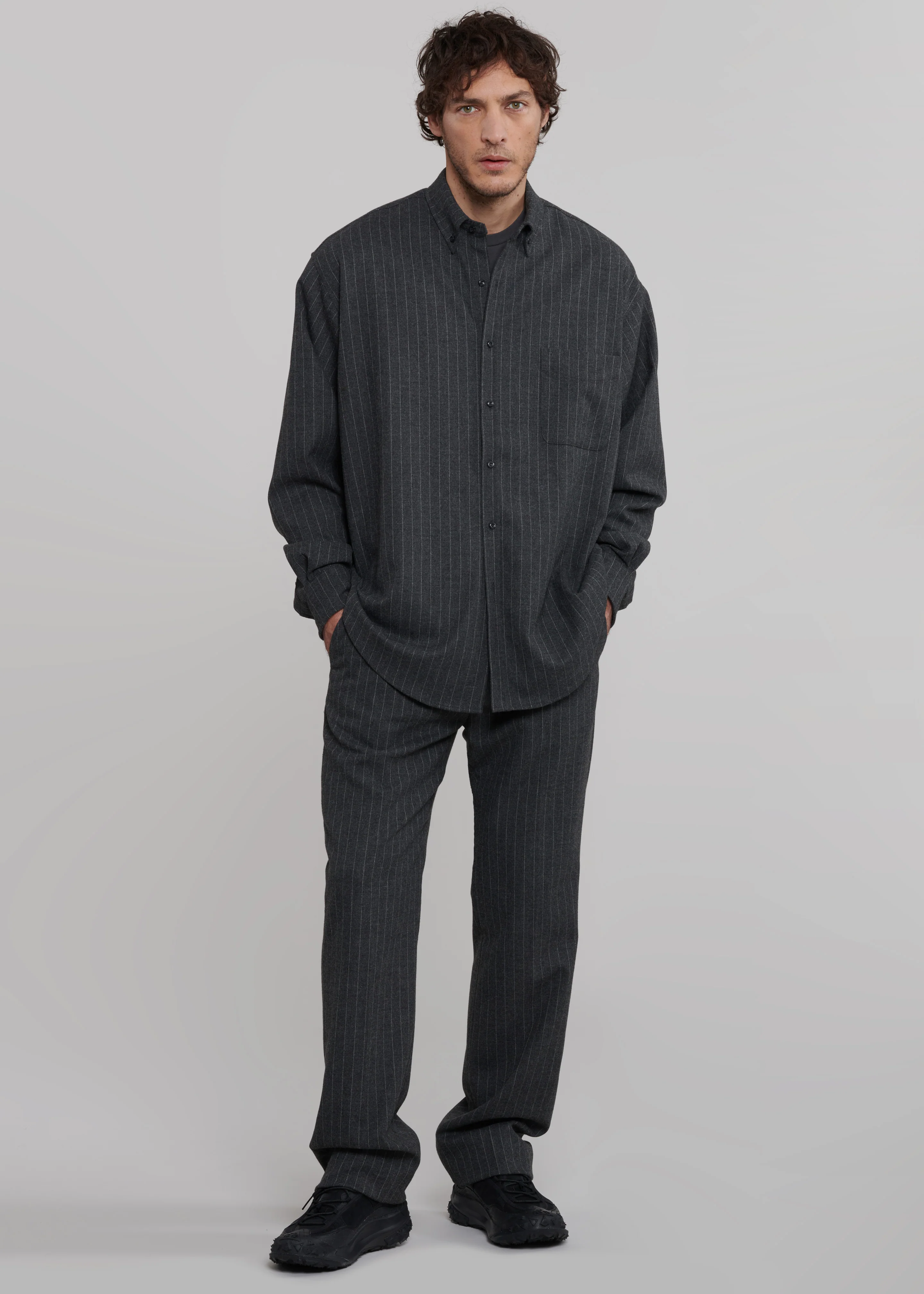 Mason Wool Trousers - Dark Grey/White Pinstripe - Image 9