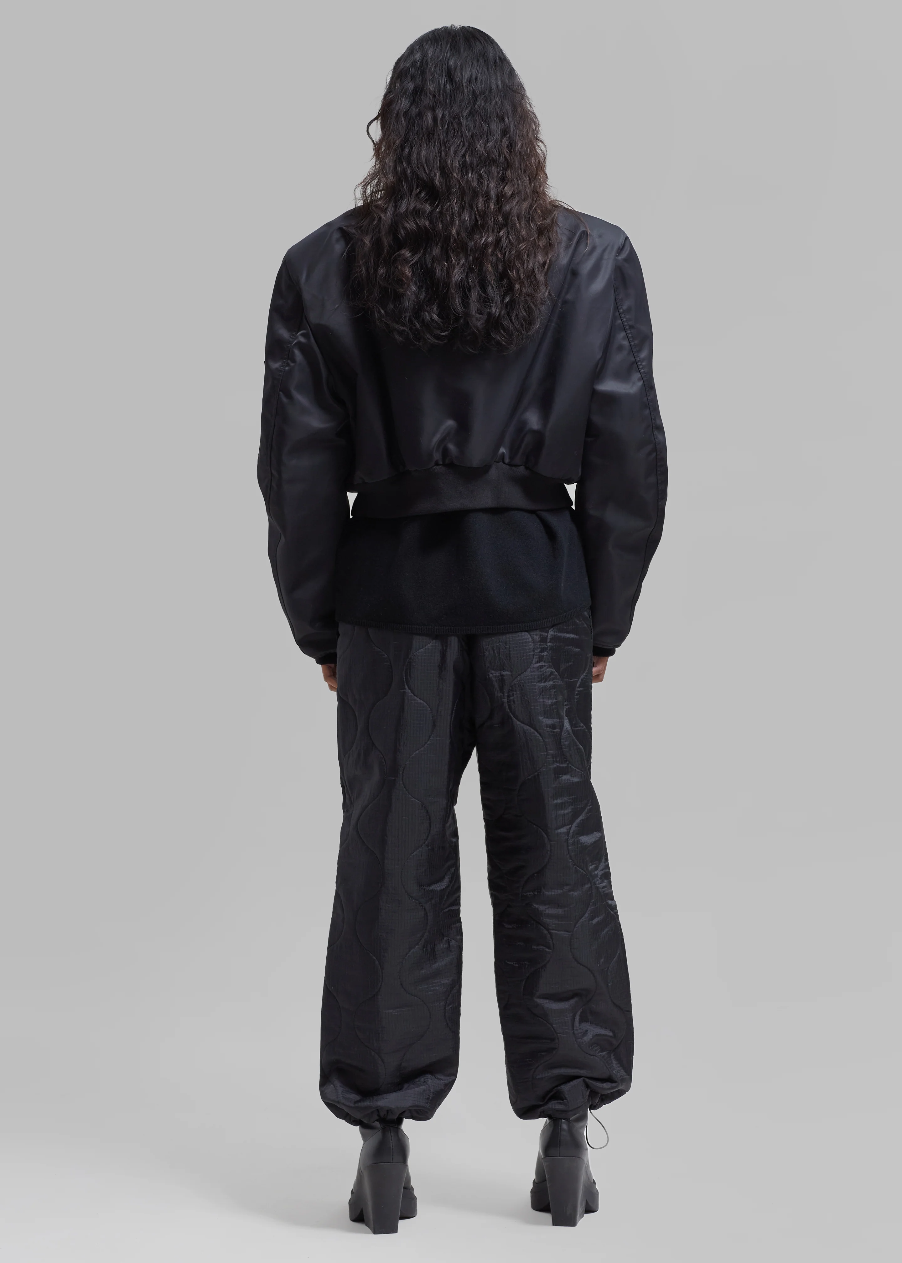 Mati Cropped Padded Bomber - Black - Image 11