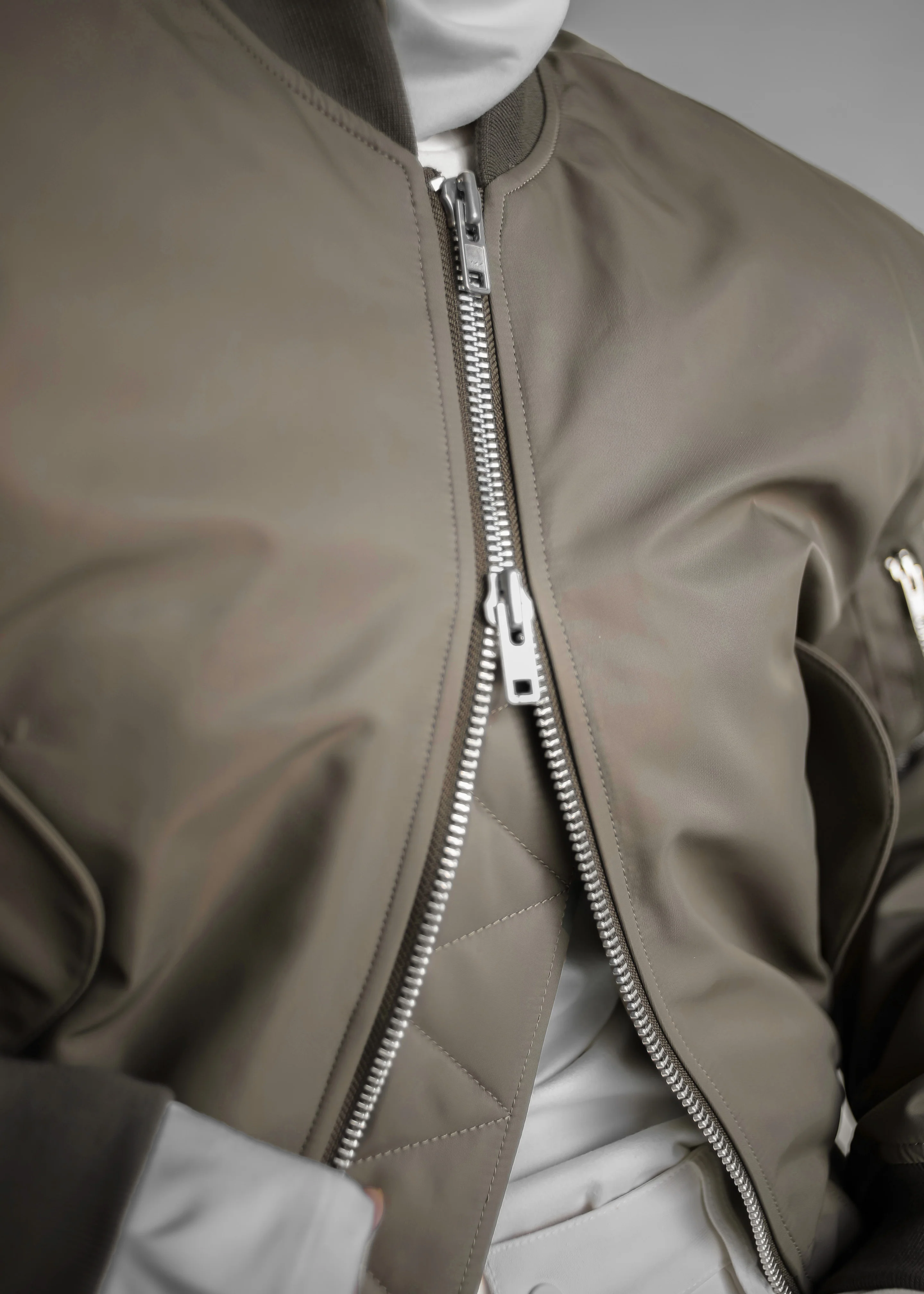 Mati Cropped Padded Bomber - Olive - Image 5